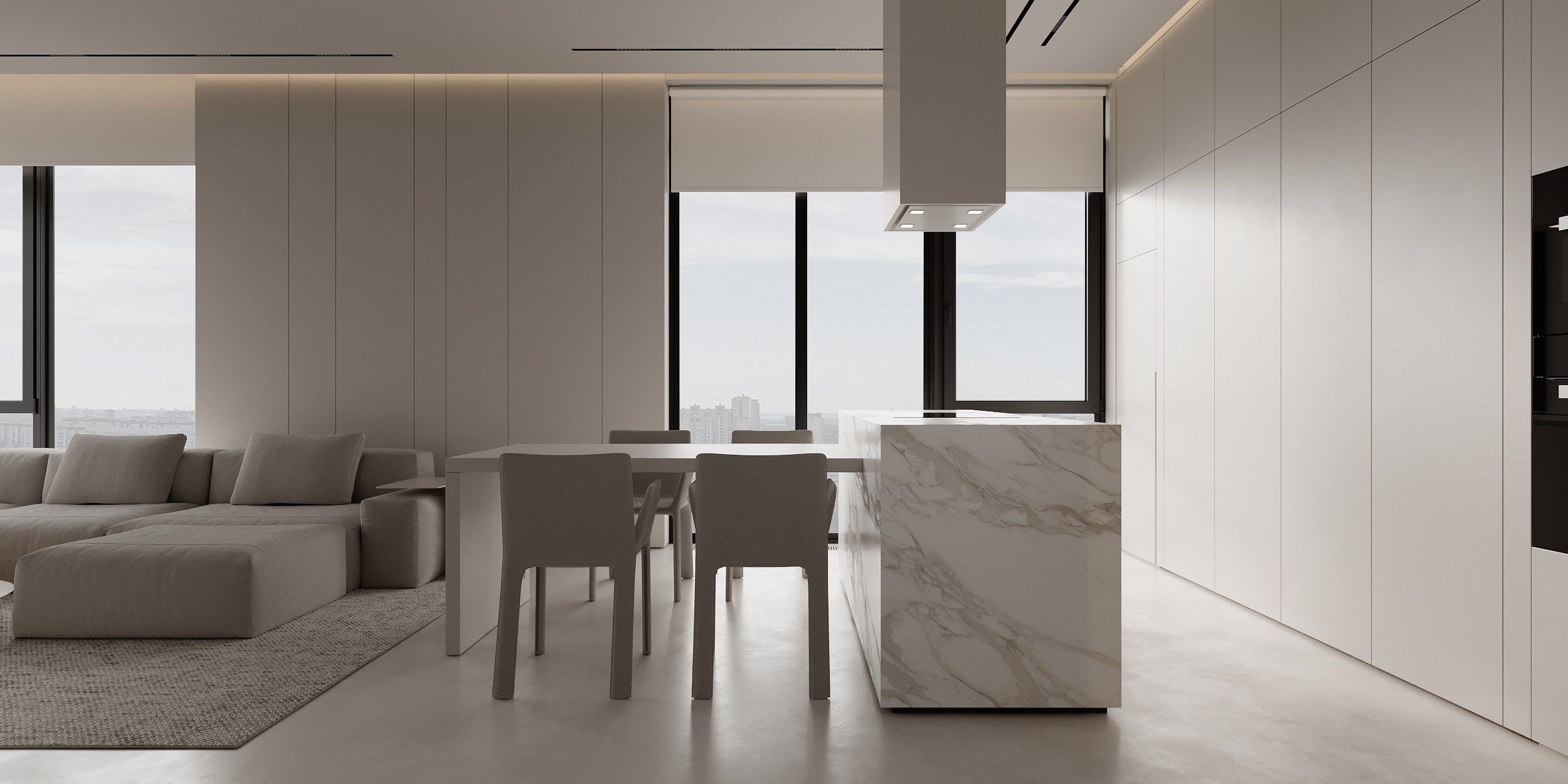 Монохромный интерьер просторной квартиры в Москве. Дизайн интерьера Санкт-Петербург | Москва | Калининград