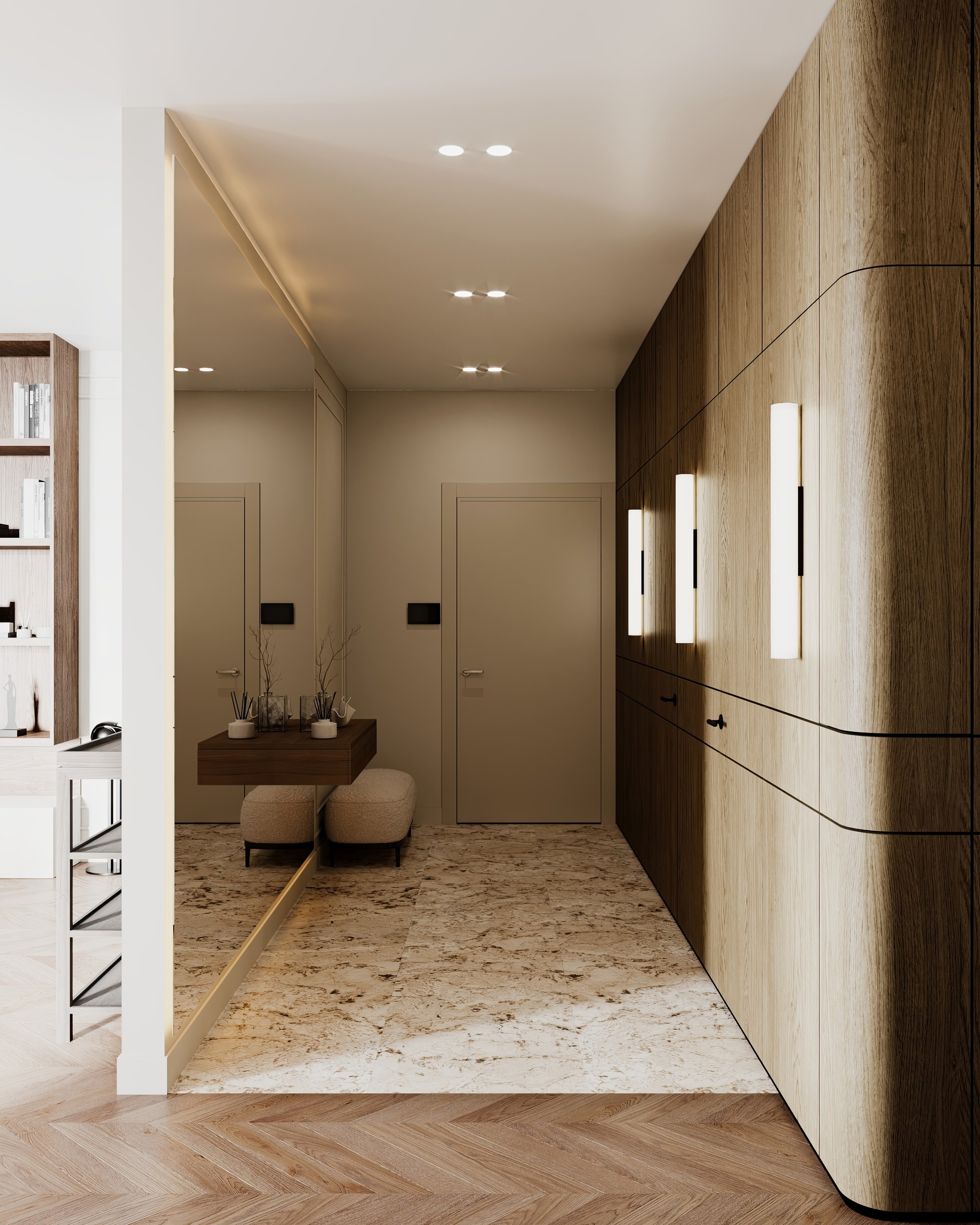 Полянка кухня-гостиная-прихожая-коридор. Визуализатор Векшина Елена