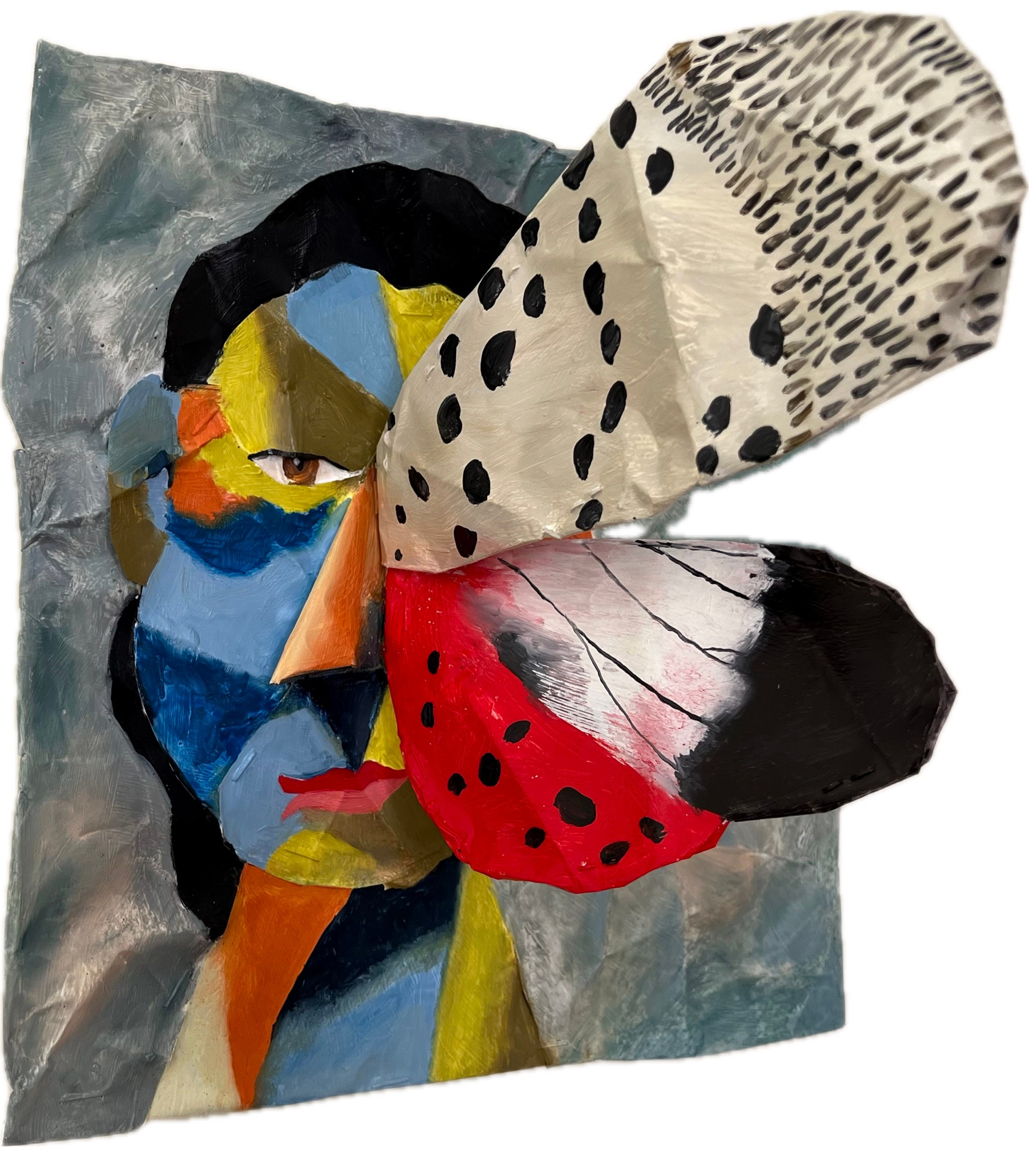 Self-portrait, 2025. Oil, aluminum,