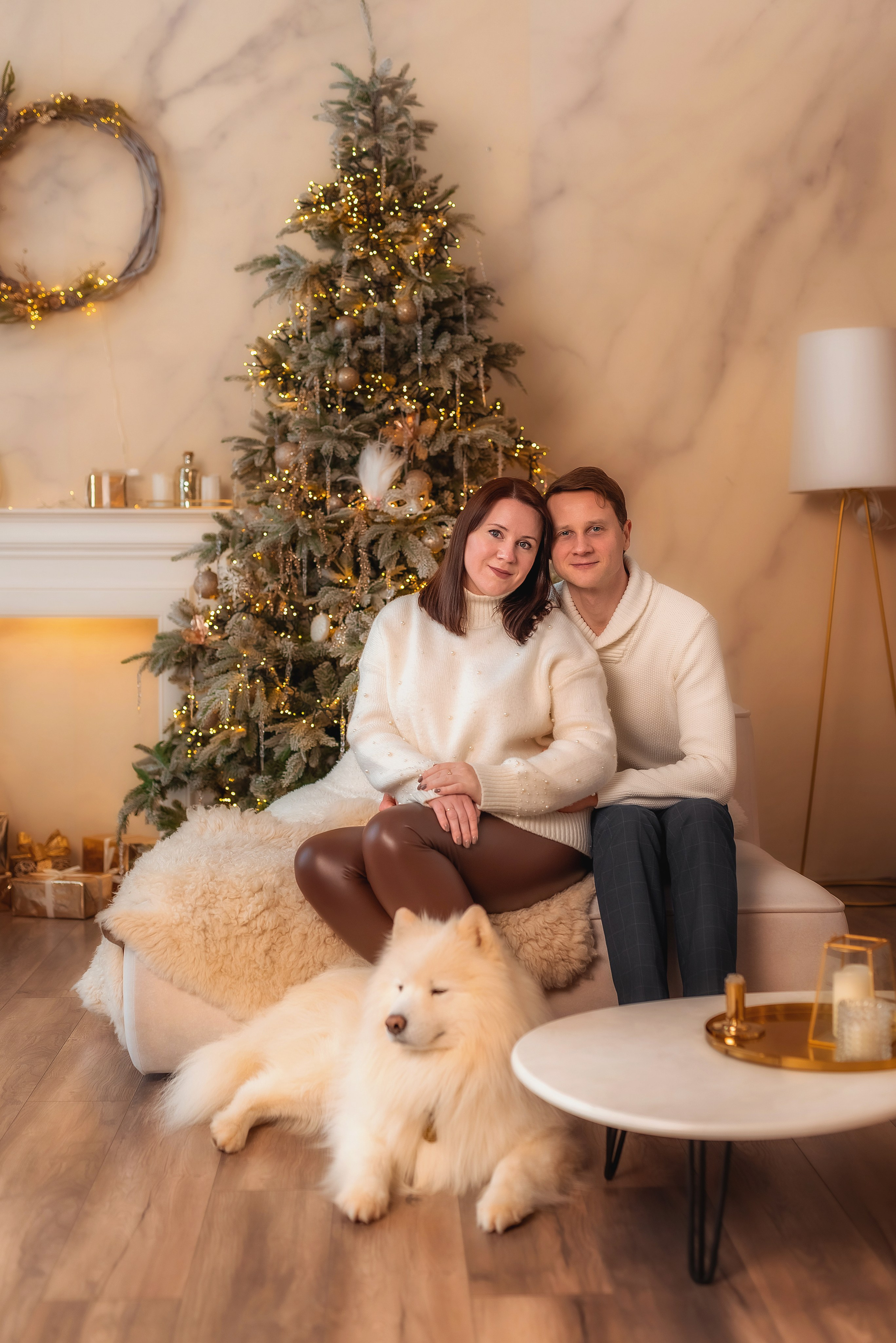 Семейная фотосессия с самоедом. Семейный, детский фотограф в Воронеже Анна Никитина