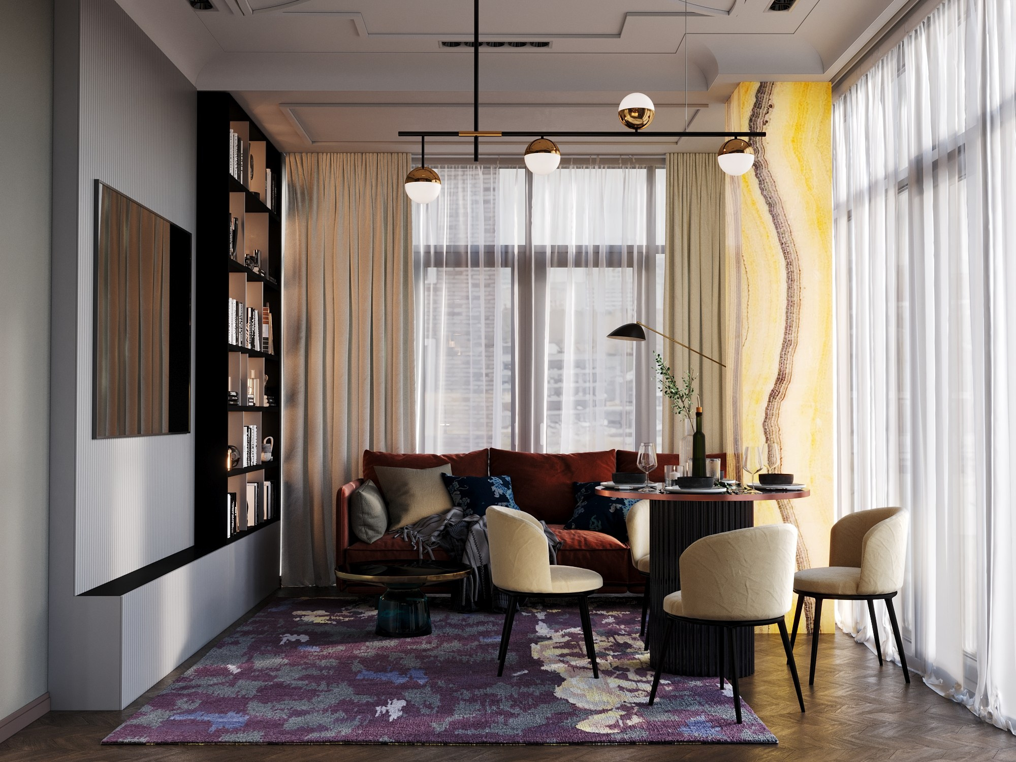 Кухня — гостиная в аппартаментах. Клиент Таранова Инга. Евгений Пырков — 3d визуализатор интерьеров и экстерьеров России