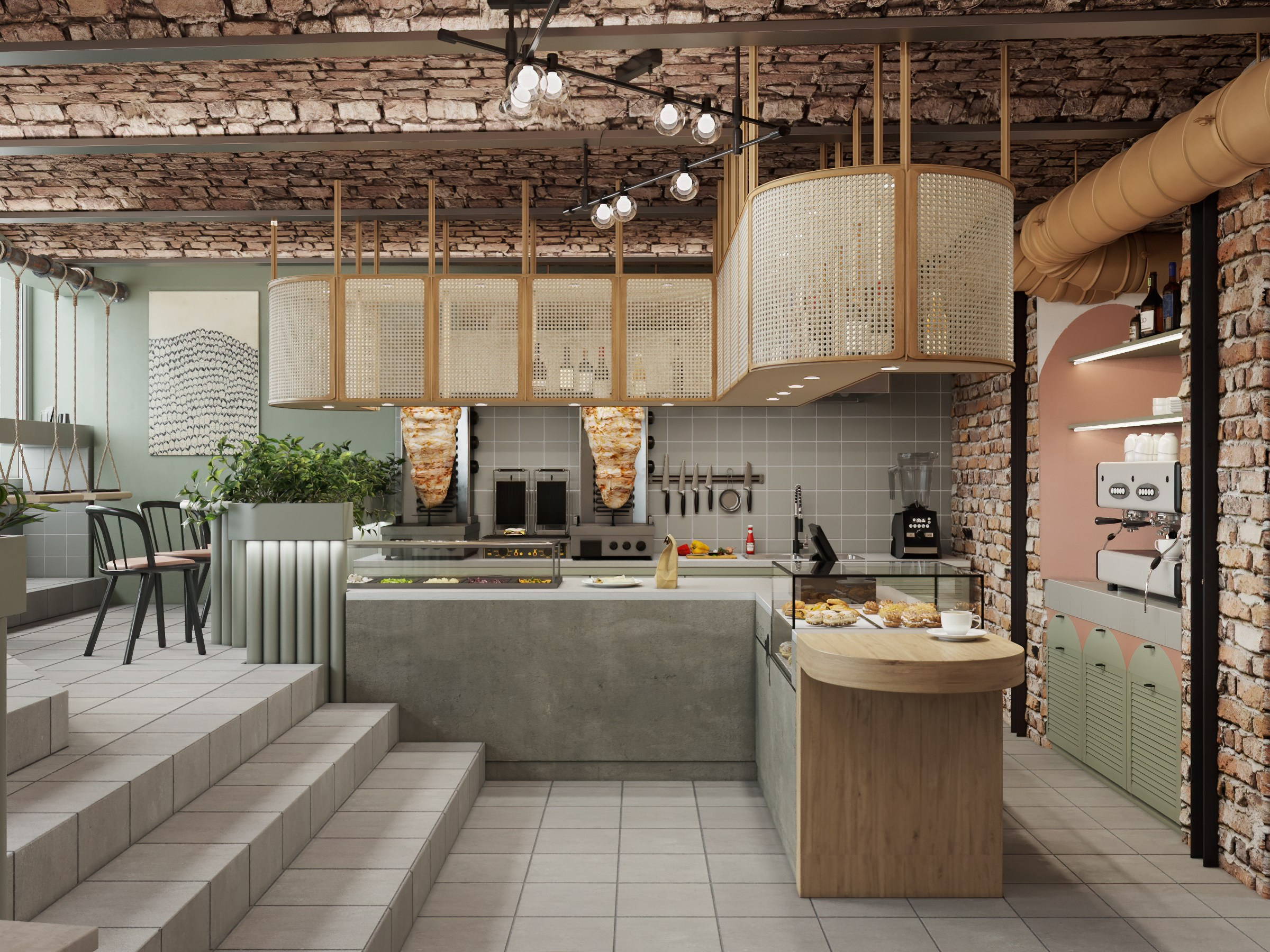 Lazy Cats Кебаб кафе. Дизайн Марина Павлюченкова. 3D визуализатор интерьеров Ксения Жарко