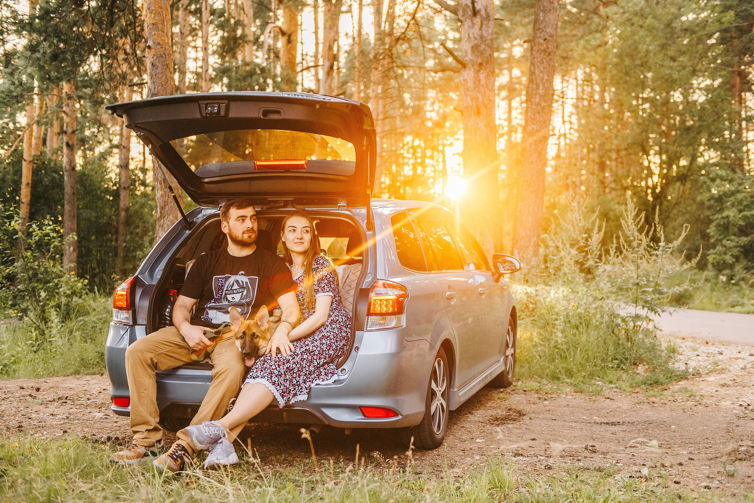 Эмир, Алсу и немецкая овчарка Рэй (Щелково, 2023). Анна Пушина, фотограф, Москва, Королев, Пушкино