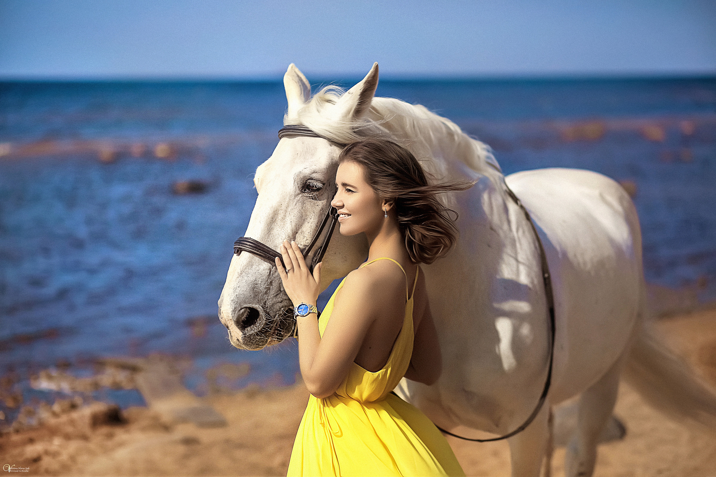 Фотосессия с белым конем в Санкт-Петербурге. Фотограф женский и мужской портрет Санкт-Петербург