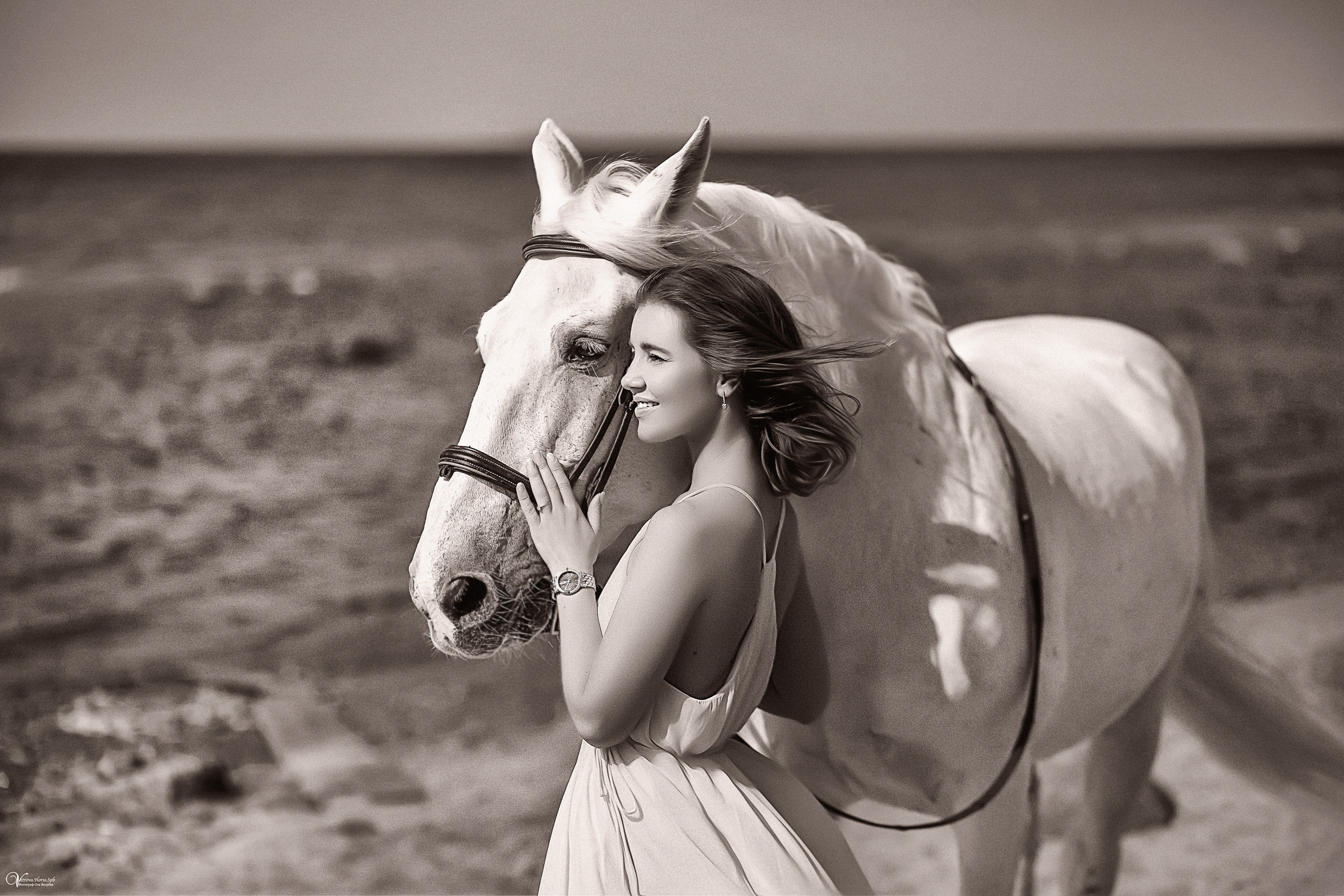 Фотосессия с белым конем в Санкт-Петербурге. Фотограф женский и мужской портрет Санкт-Петербург