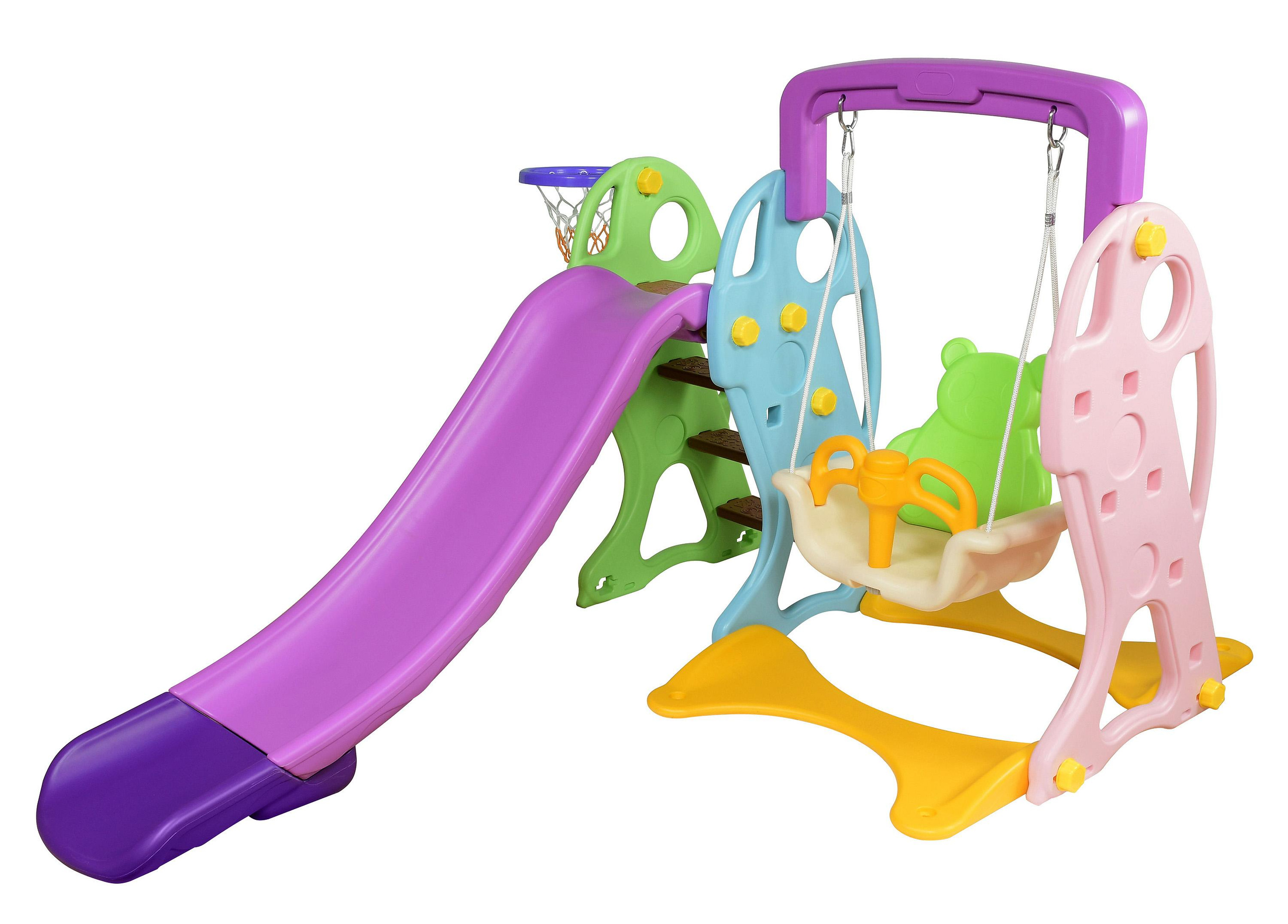 горка детская с качелями на белом фоне