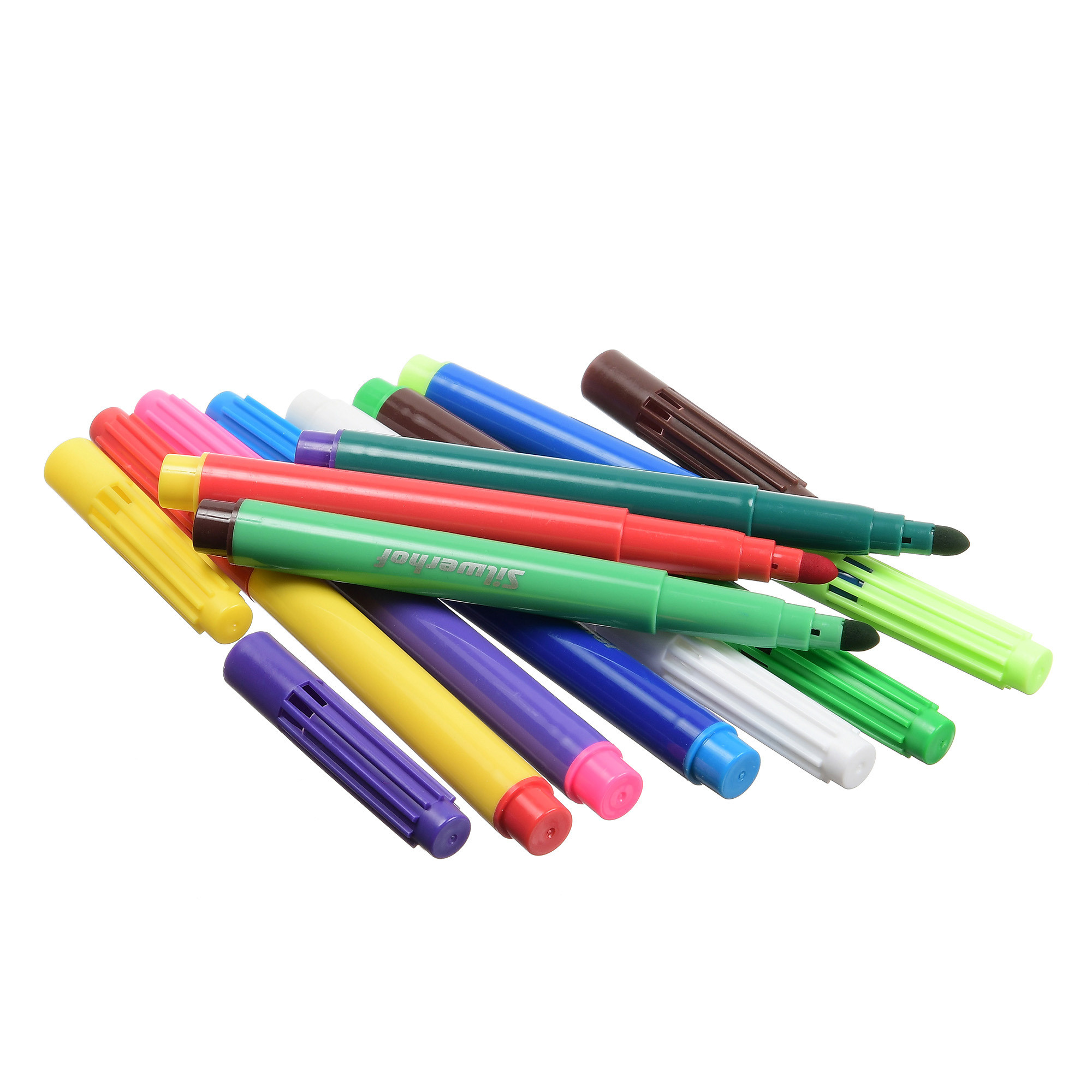 фломастеры с разноцветными колпачками