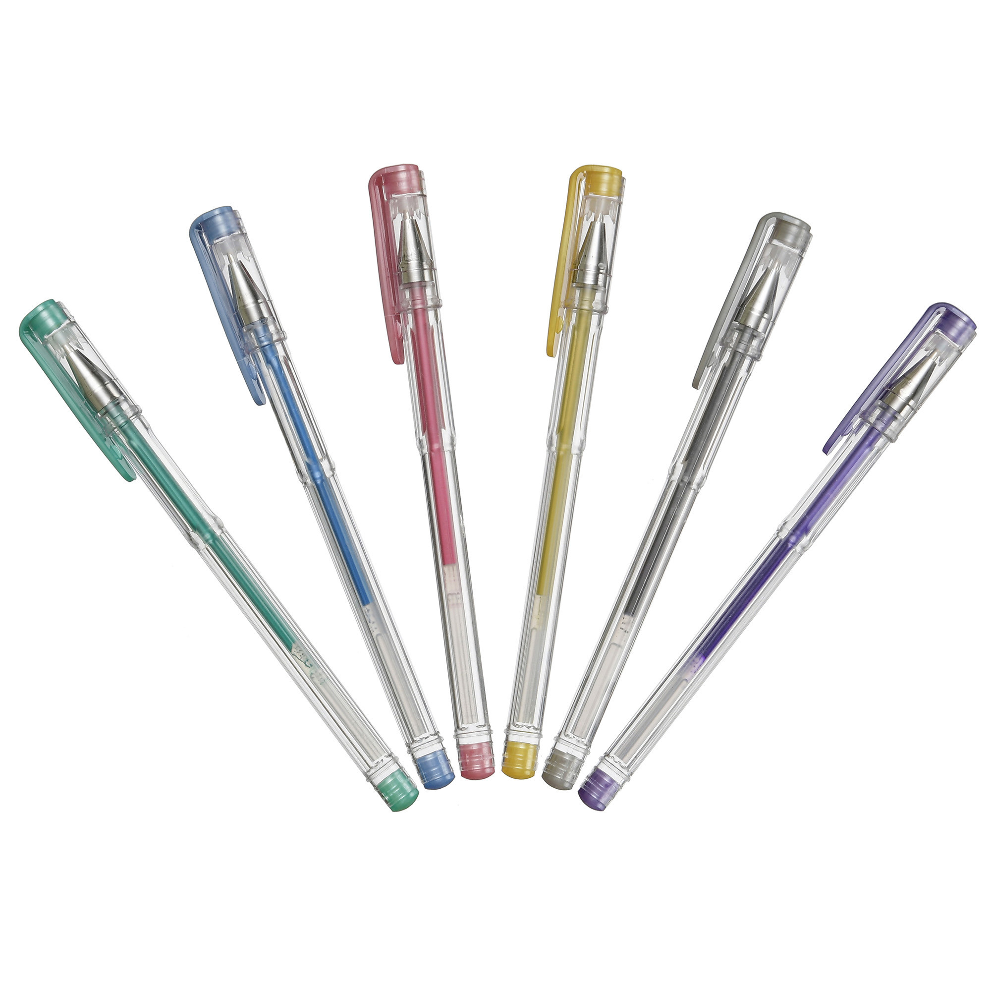 ручки гелевые с колпачками разных цветов