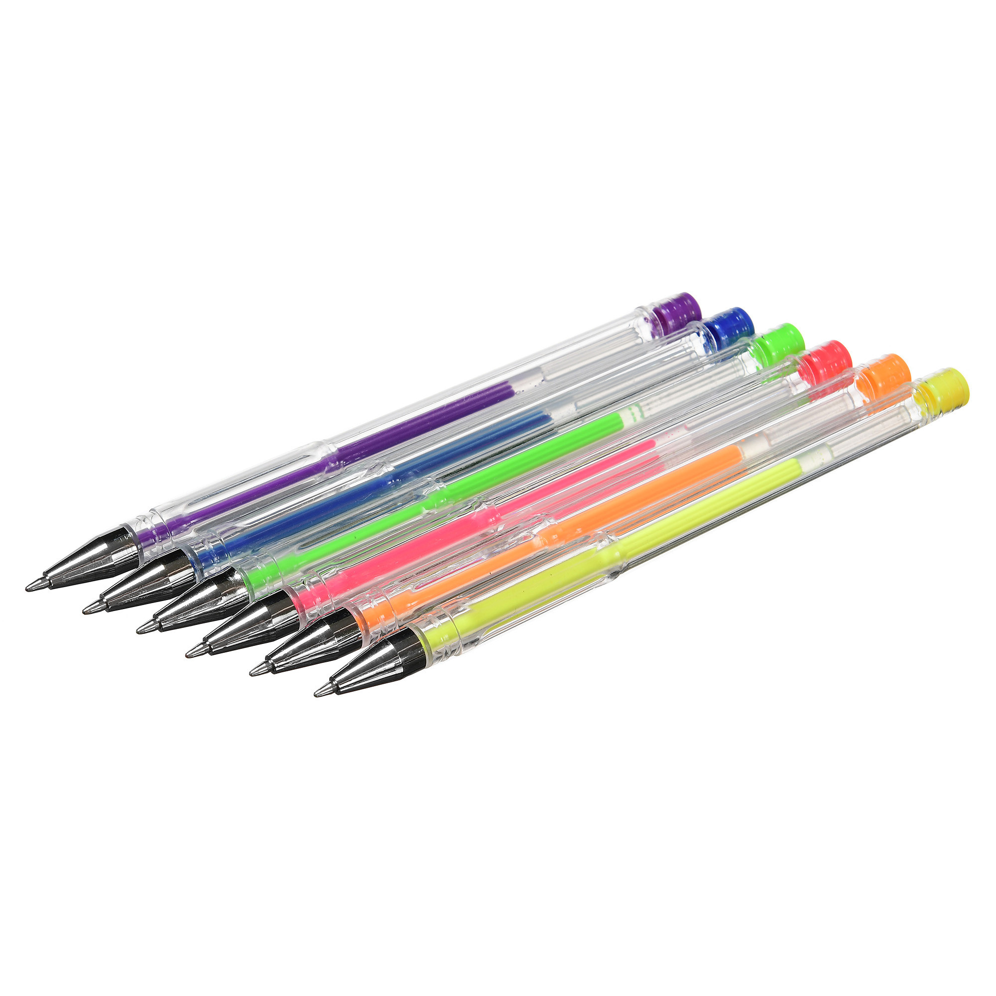 шесть разноцветных гелевых ручек