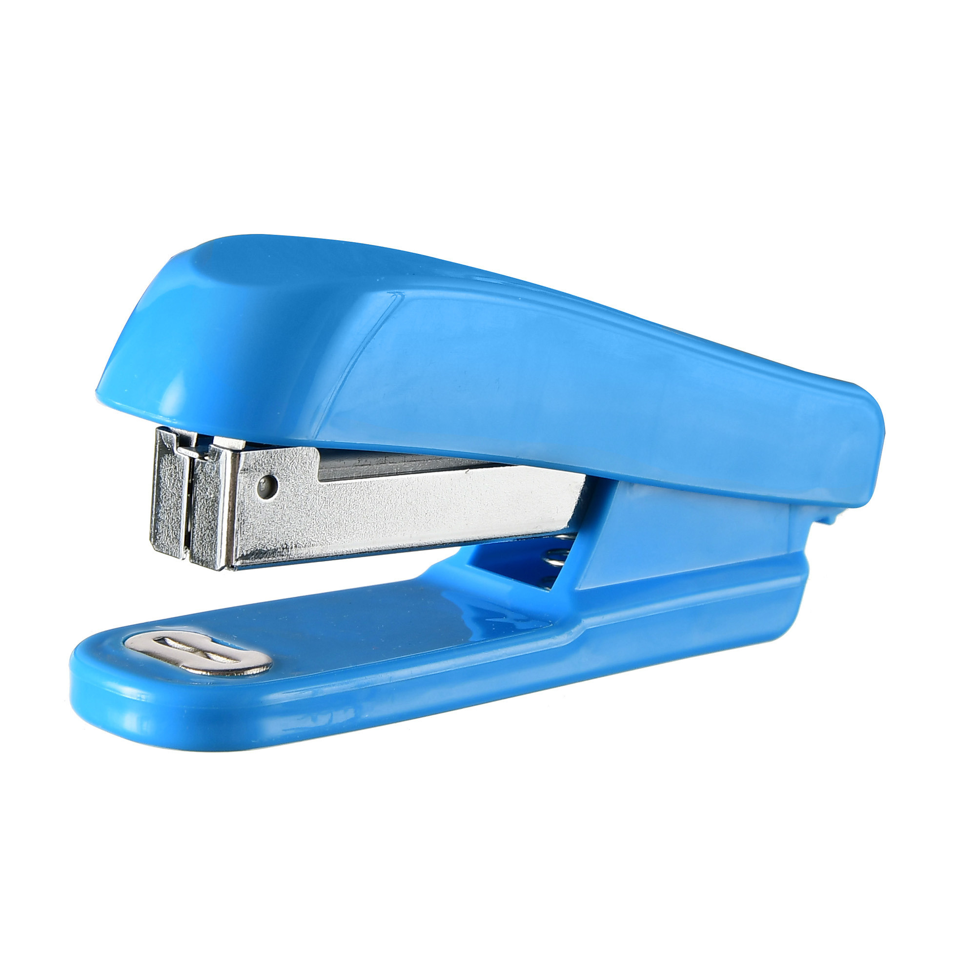 степлер голубого цвета на белом фоне