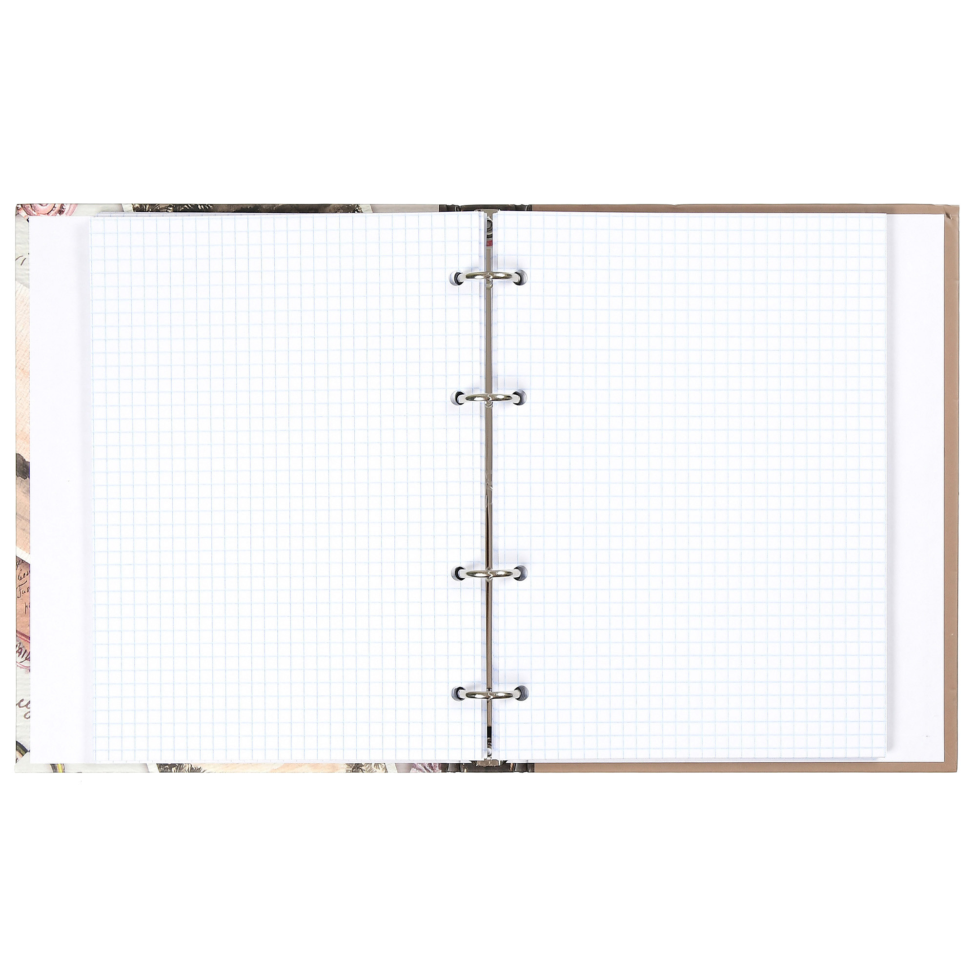 тетрадь в клетку на кольцах в раскрытом виде