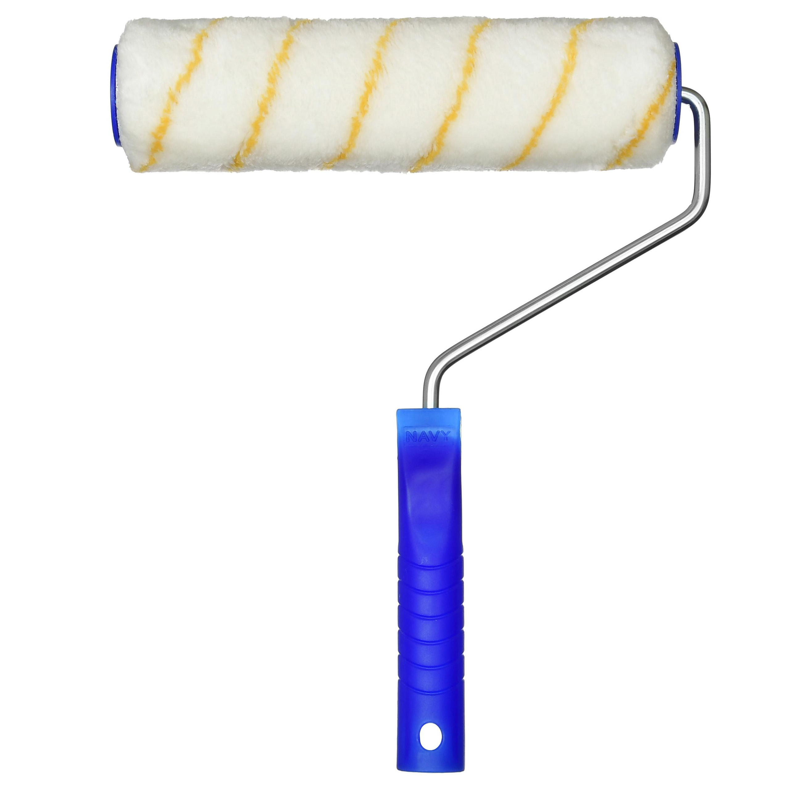 валик малярный с синей ручкой полиакрил на белом фоне