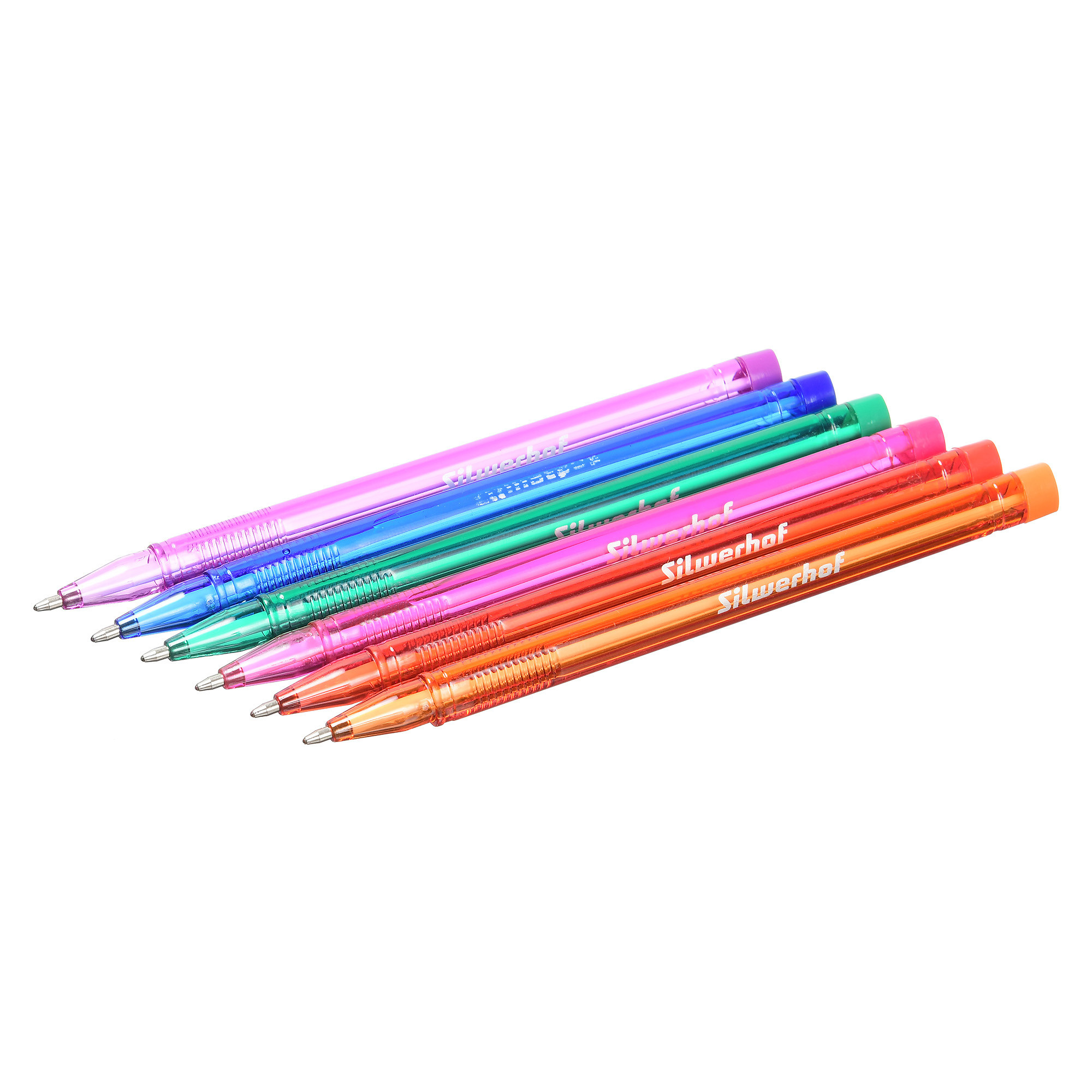 набор шариковых ручек на белом фоне