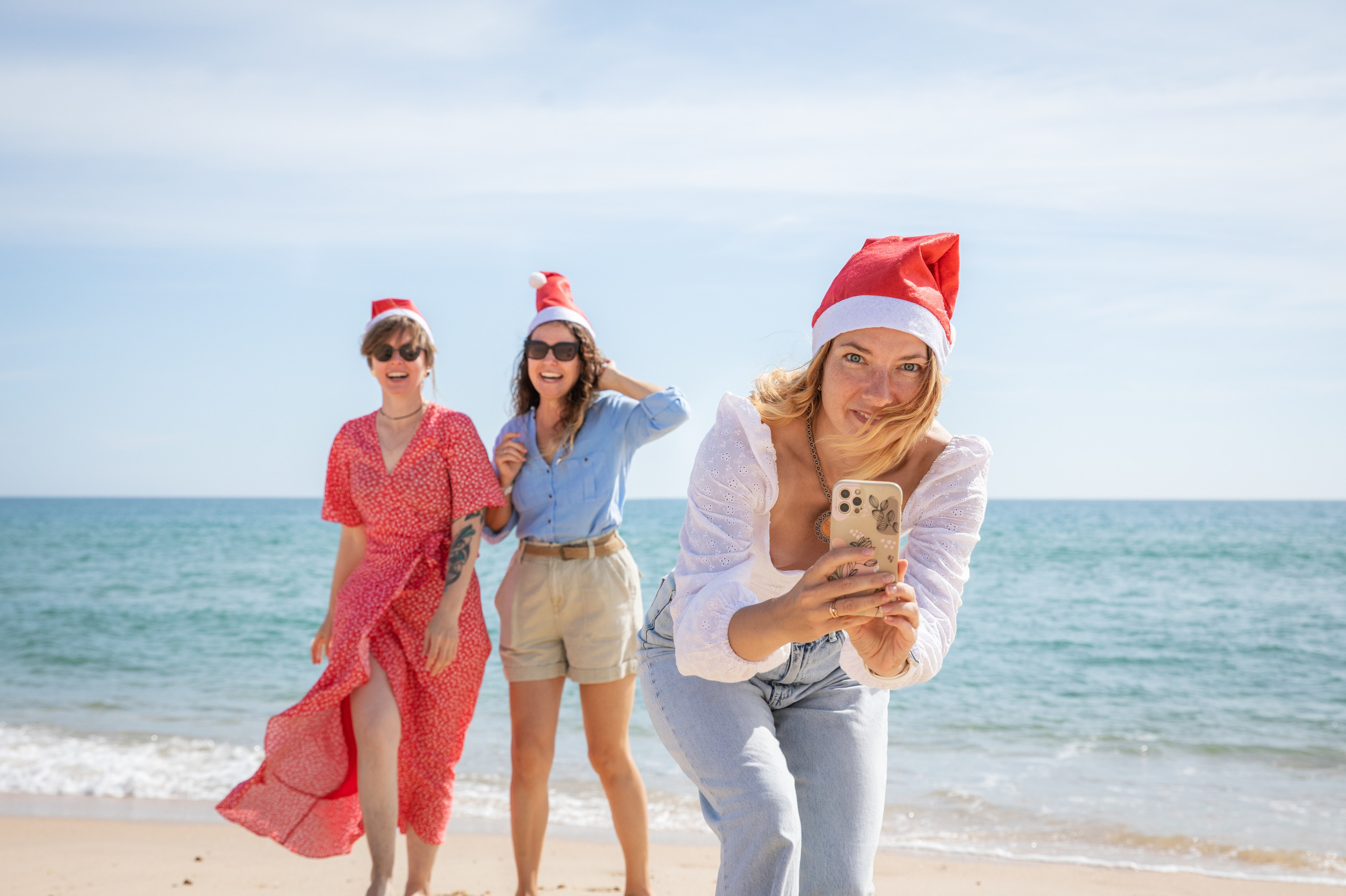 Girls on the beach. Fun photo session