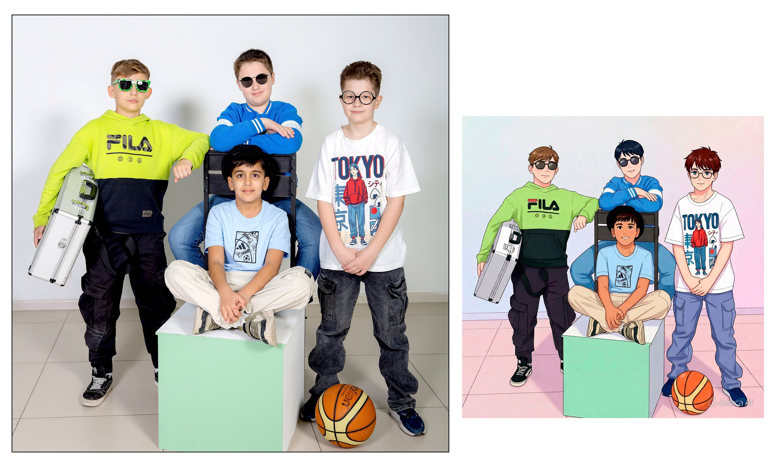 4А в СТУДИИ + АНИМЕ от ИИ Алиса. Семейный фотограф в Новороссийске Игорь Белослюдцев