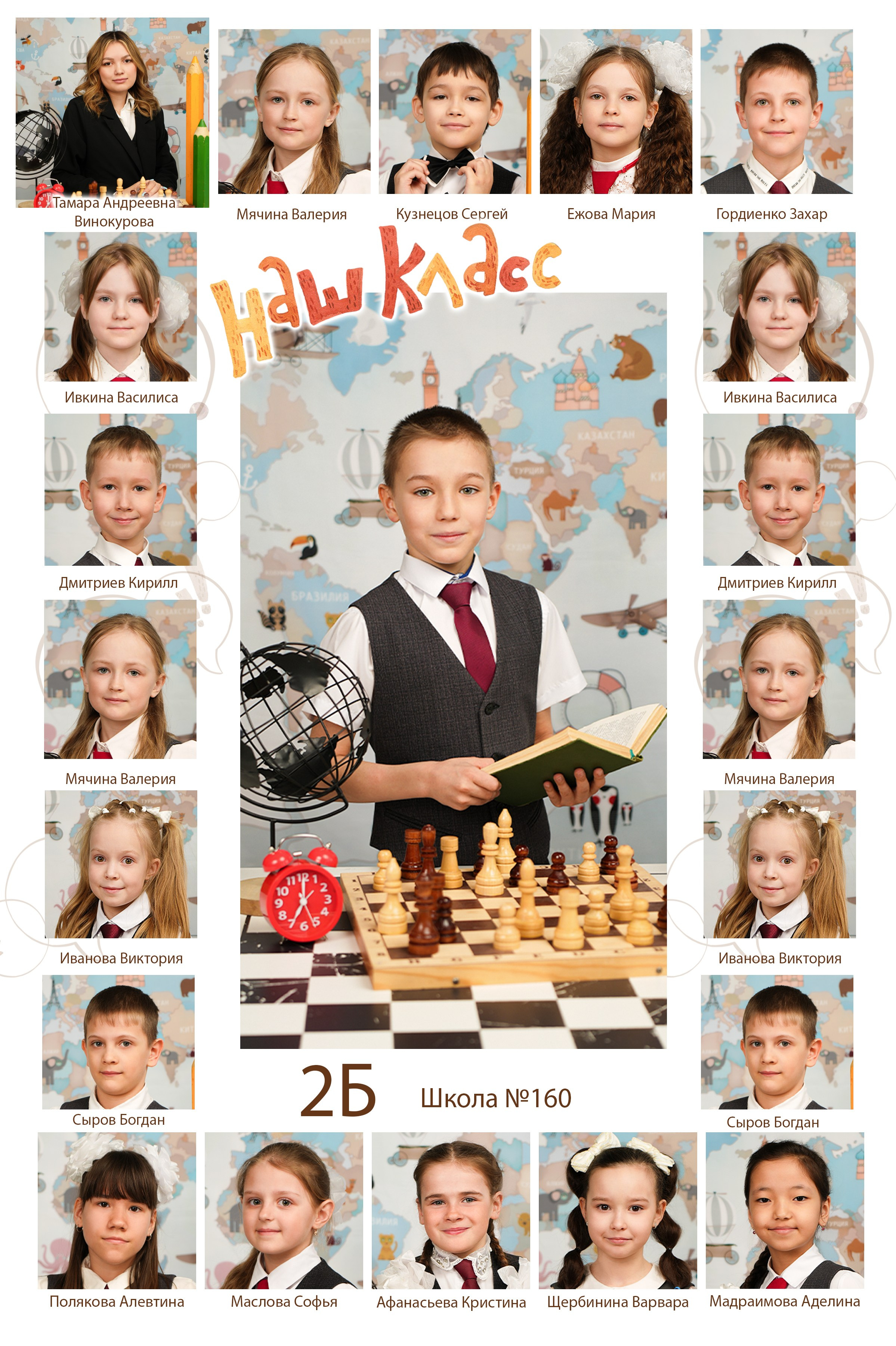 Общее фото. Школьная фотография Поповы