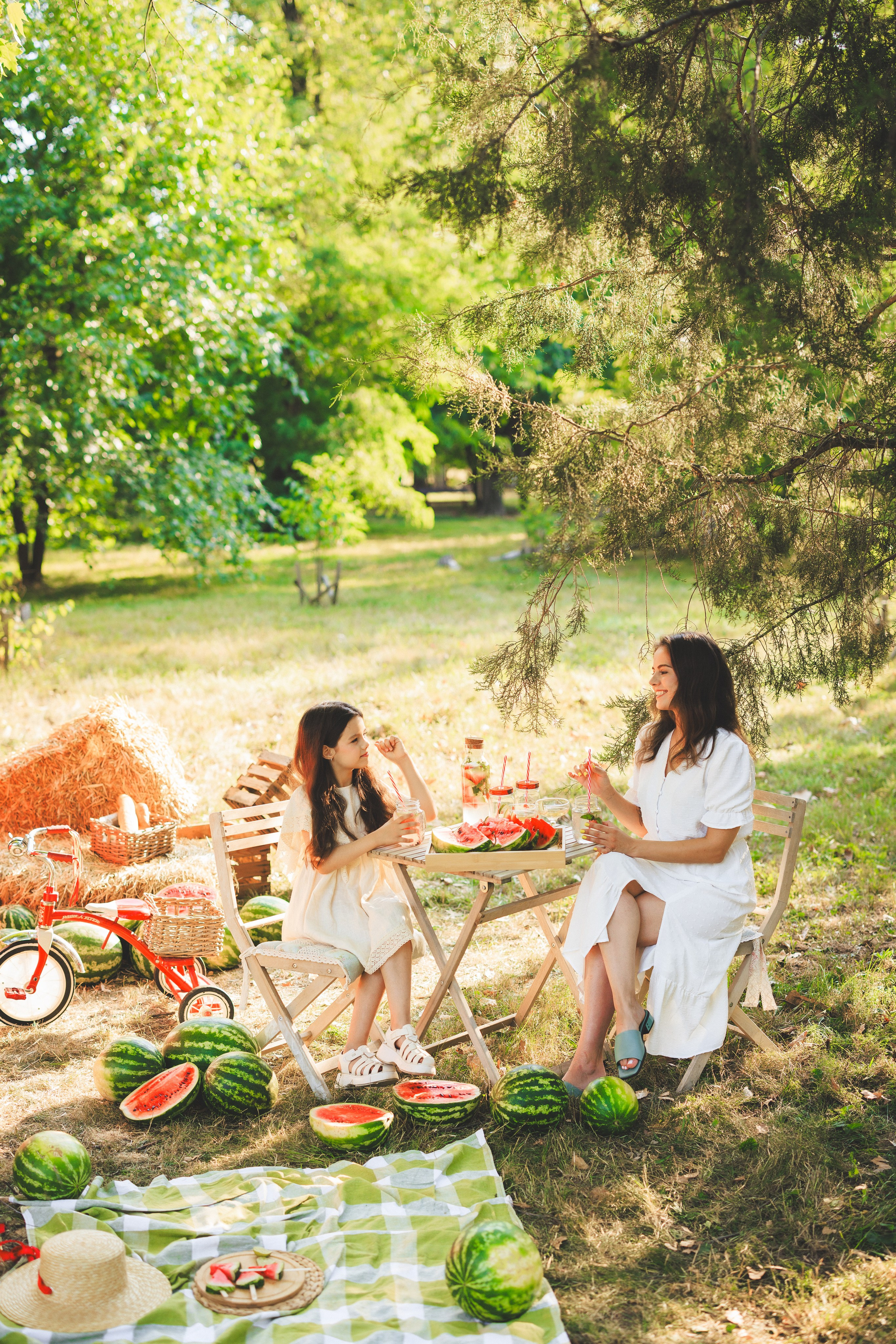 Летняя фотосессия с арбузами и ретро автомобилем. Семейный и детский фотограф в Краснодаре Анна Трашкова