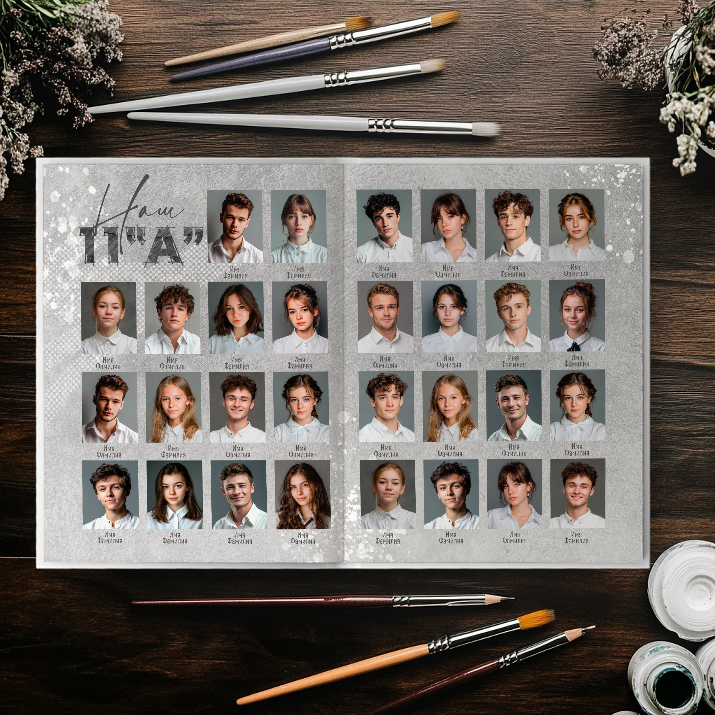 medlori fotobook. Выпускной альбом для старших 9-11 классов «White Grunge» виньетка