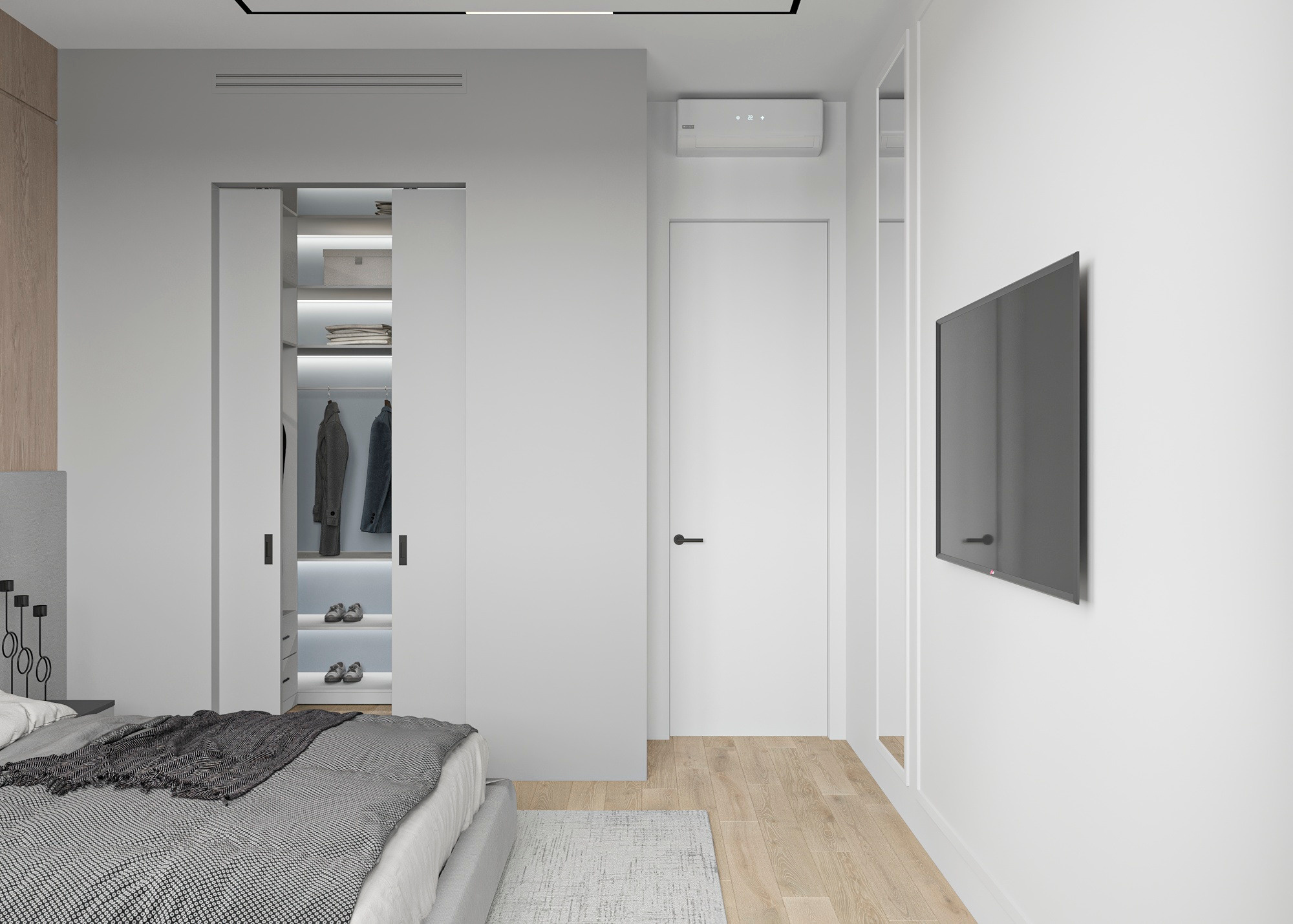 СПАЛЬНЯ В ЖК ПРАЙМ ТАЙМ (МОСКВА). Irina Balykina — Interior 3D Visualisation