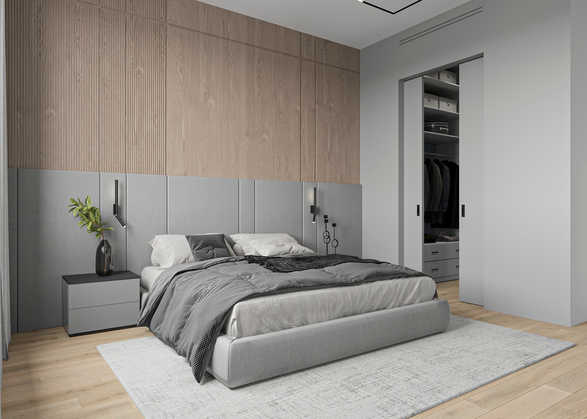 СПАЛЬНЯ В ЖК ПРАЙМ ТАЙМ (МОСКВА). Irina Balykina — Interior 3D Visualisation