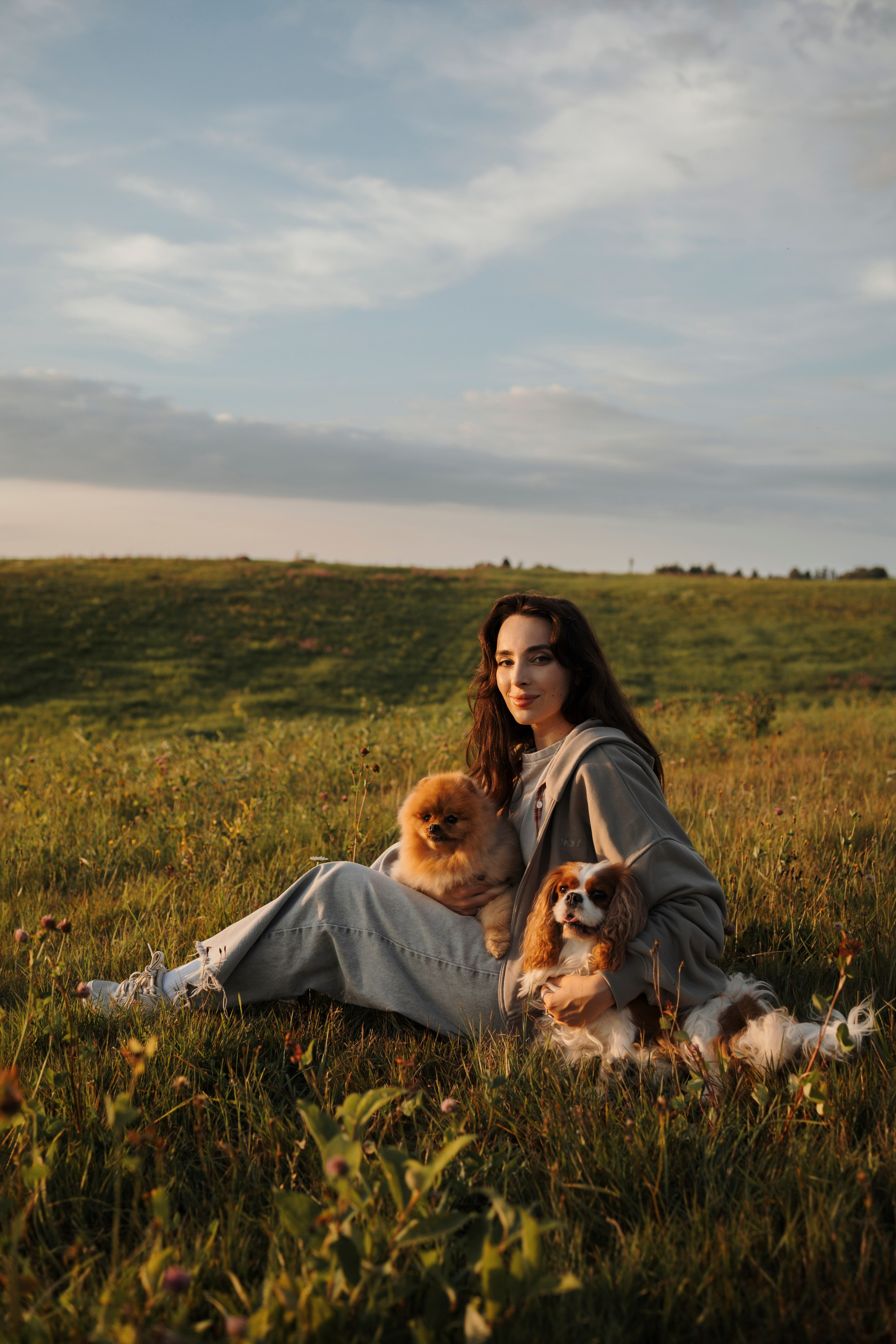 На закате Катерина, Луна и Рикки. Фотограф-анималист в Санкт-Петеребурге Титова Алиса