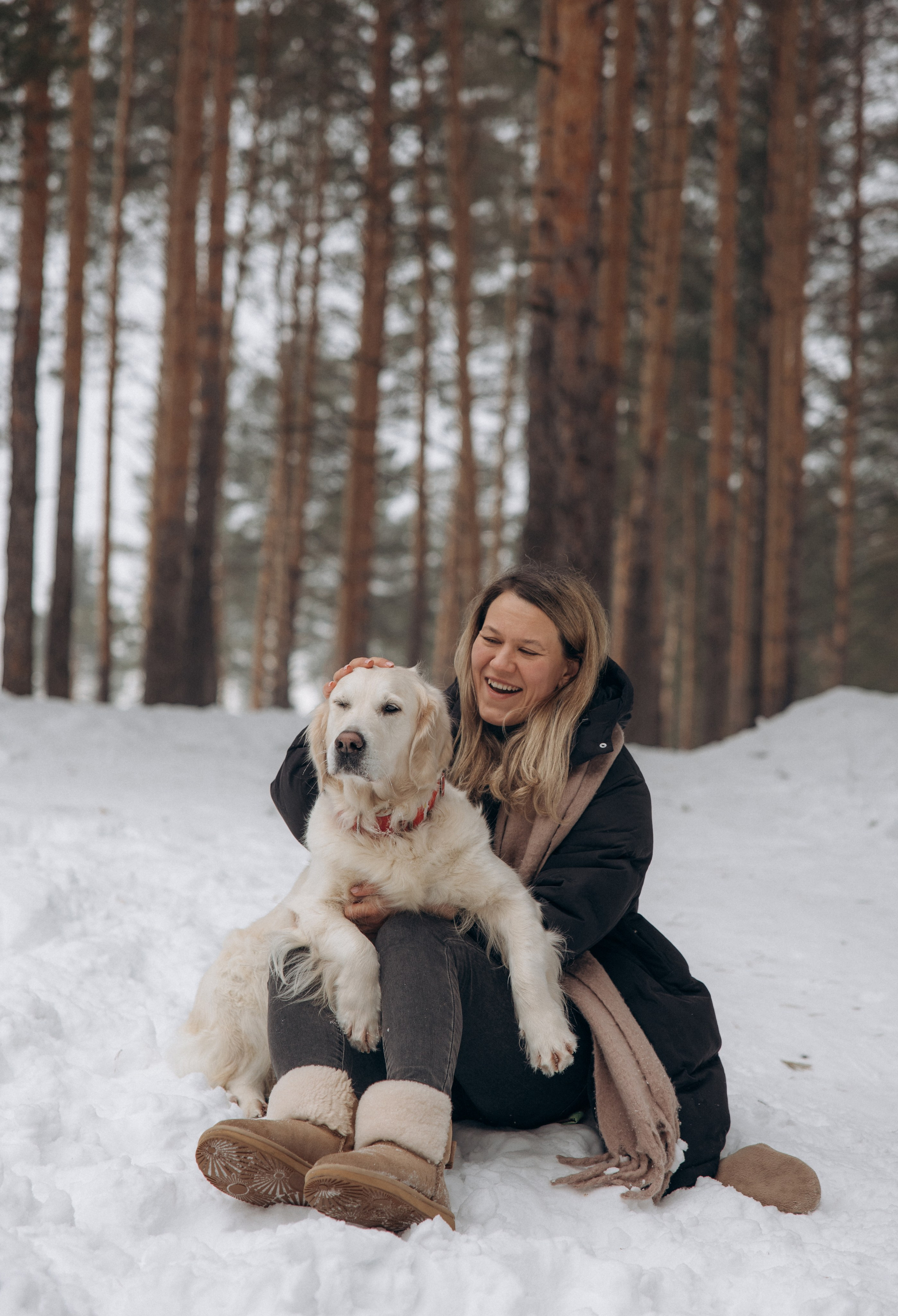 Зима. Лес. Татьяна и Делла. Фотограф анималист в Казани Алина Сулейманова. Фотограф животных