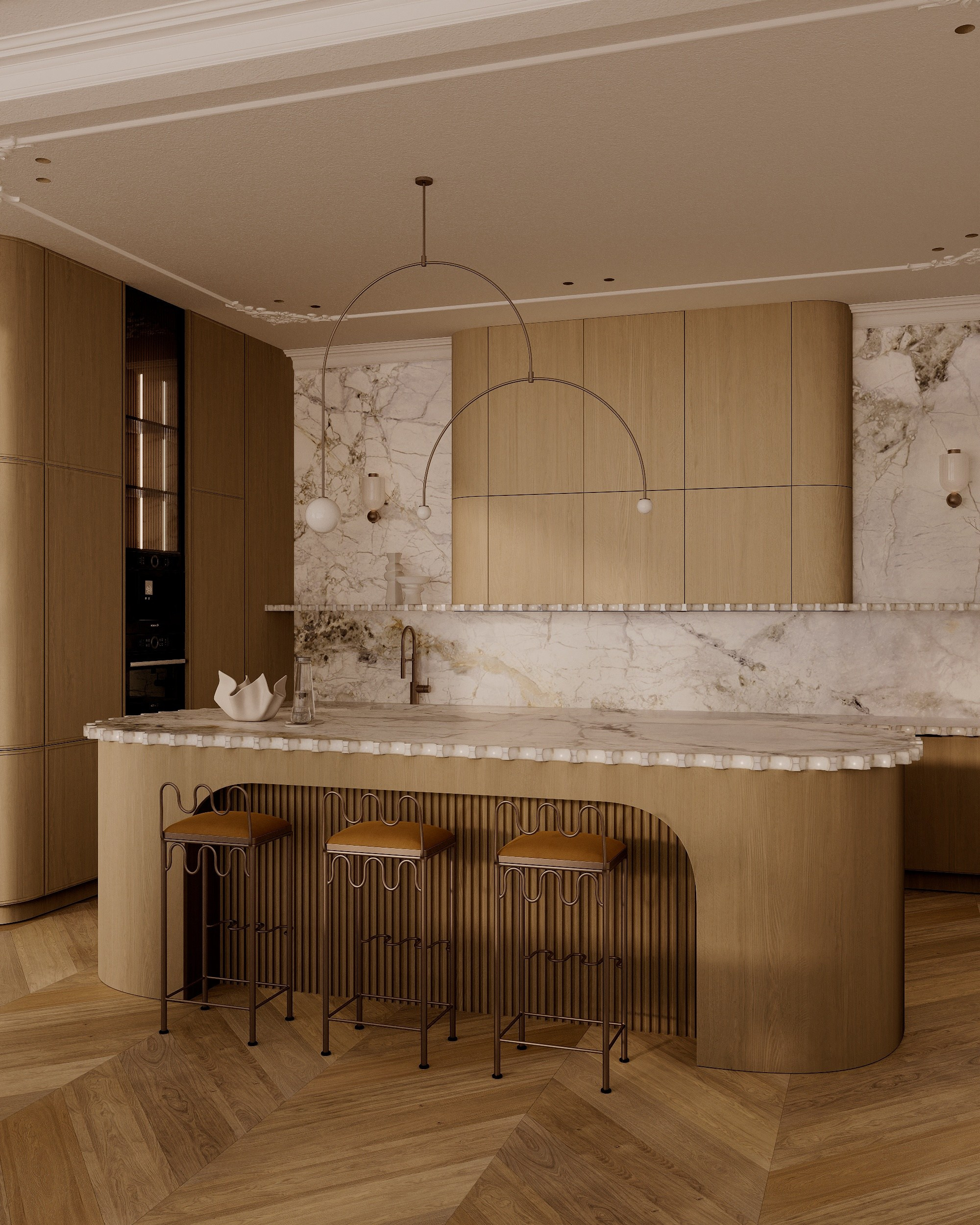 Minimalistic style kitchen. Solovets visualization