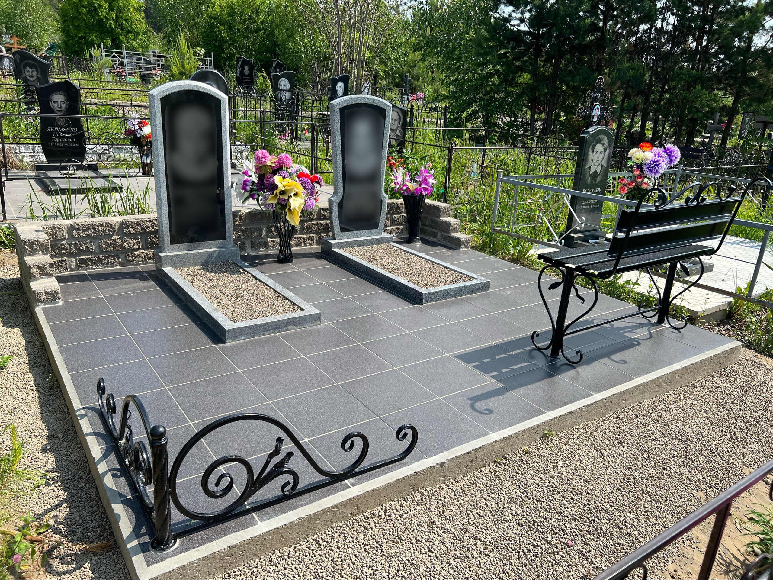 Благоустройство (наши работы). ГРАНИТ26 Ритуальные услуги Железногорск. Благоустройство могил, продажа памятников