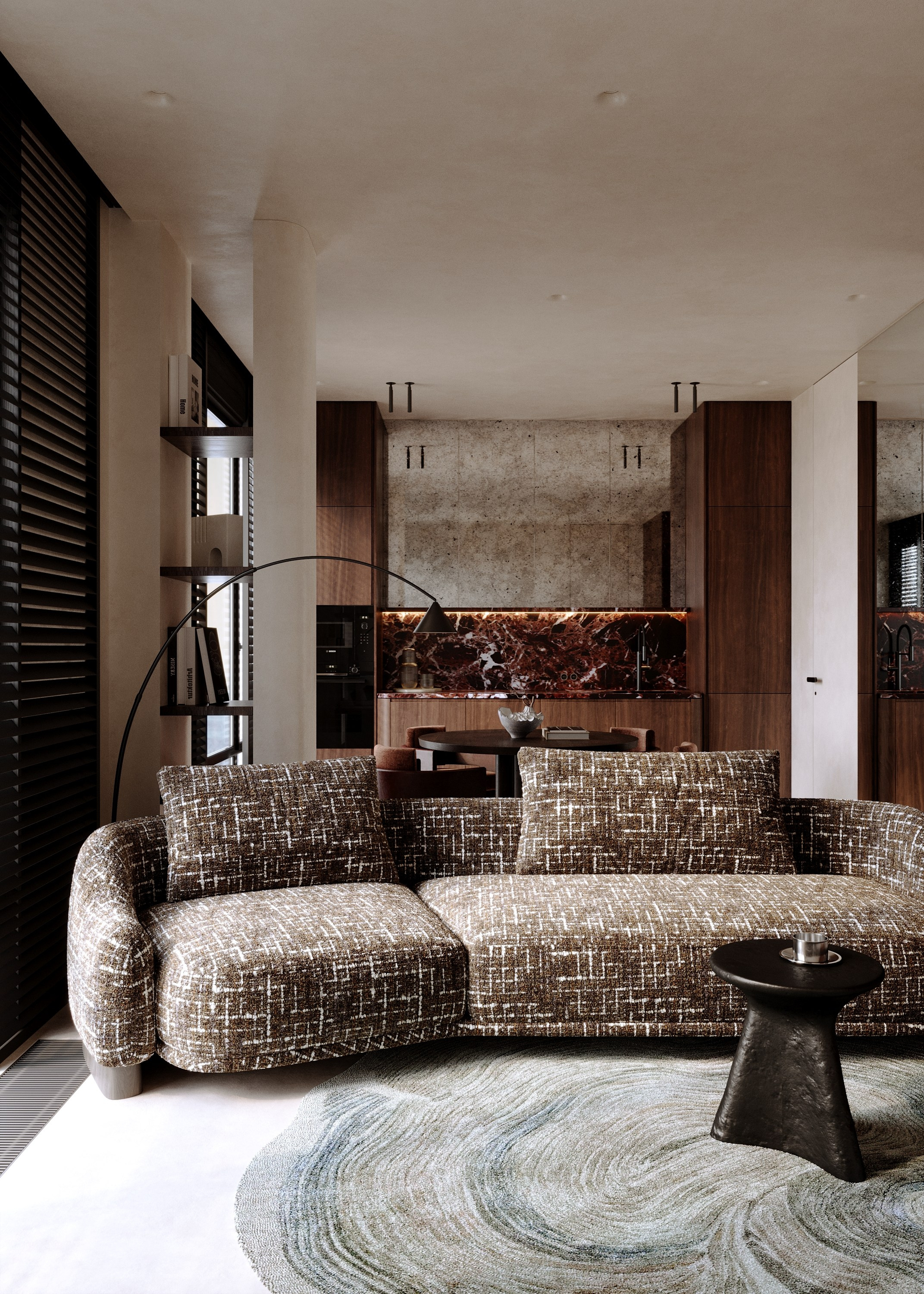 ЖК Глоракс | кухня-гостиная. 3d визуализатор Валерия Романова