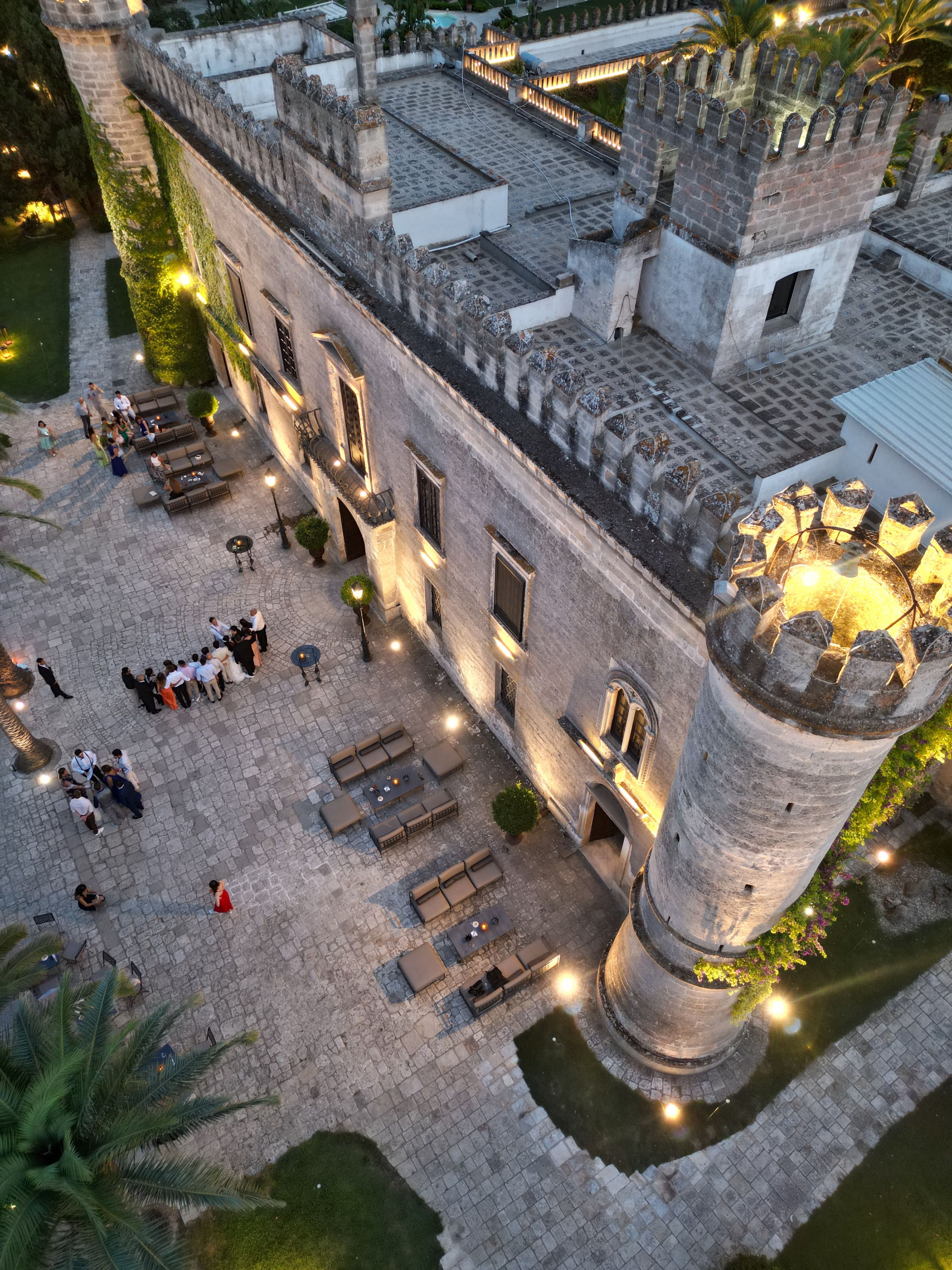 Aerial view of a luxury wedding venue overlooking Lake Como