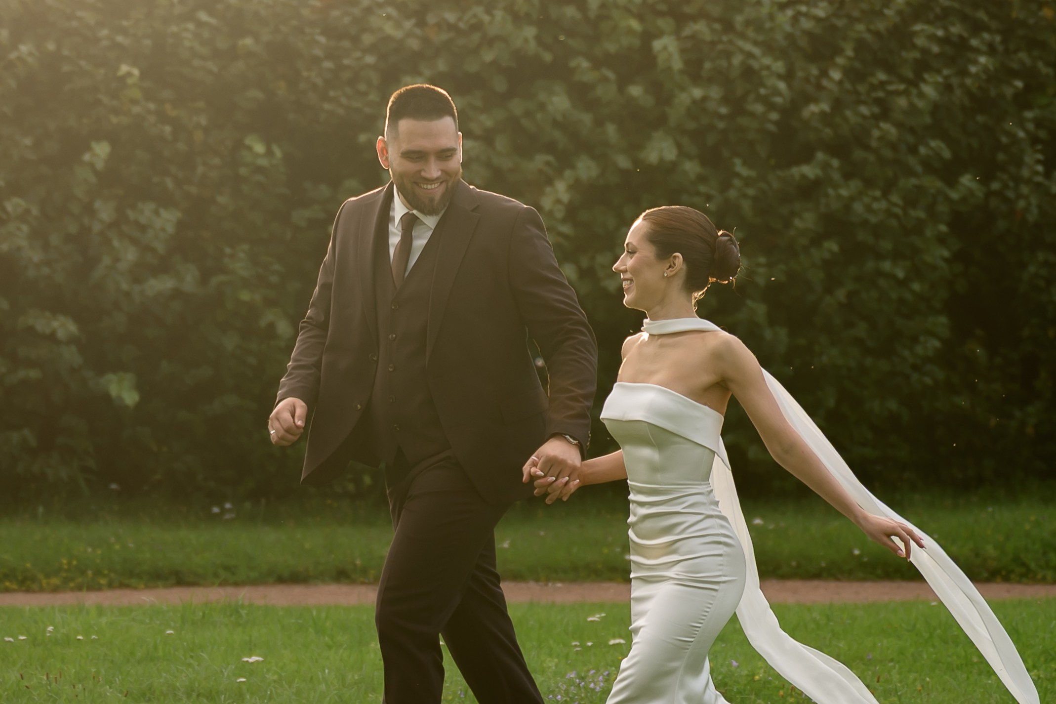 Свадьба для двоих Ксении и Даниила. Регистрация брака в ЗАГСе Крокус сити холла, прогулка в усадьбе Архангельское. Semerlina.ru