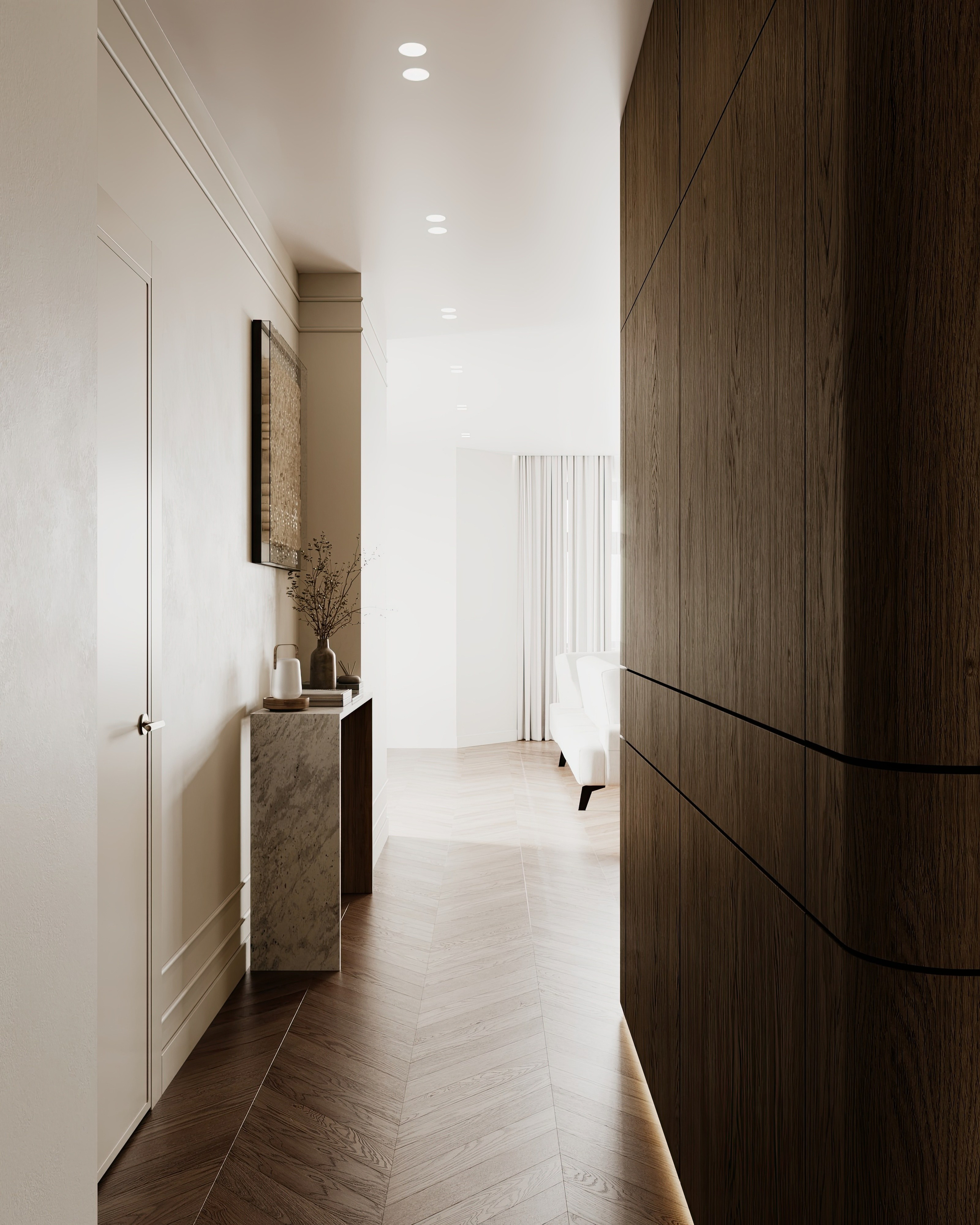 Полянка кухня-гостиная-прихожая-коридор. Визуализатор Векшина Елена