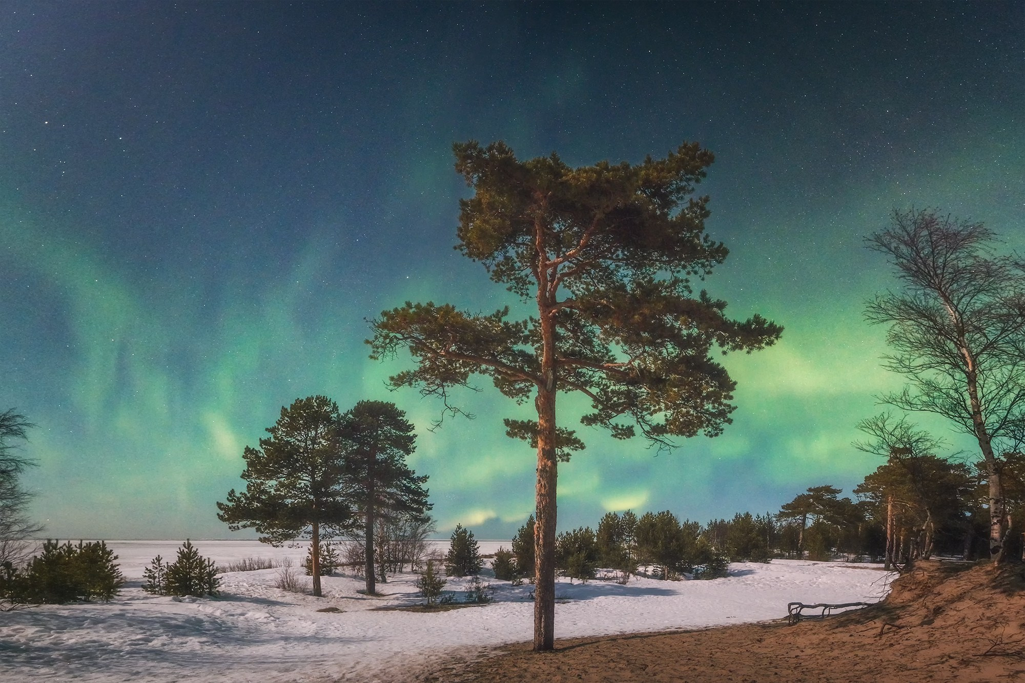 Северное сияние. Аэросъемка в Архангельске, Александр Ермолин