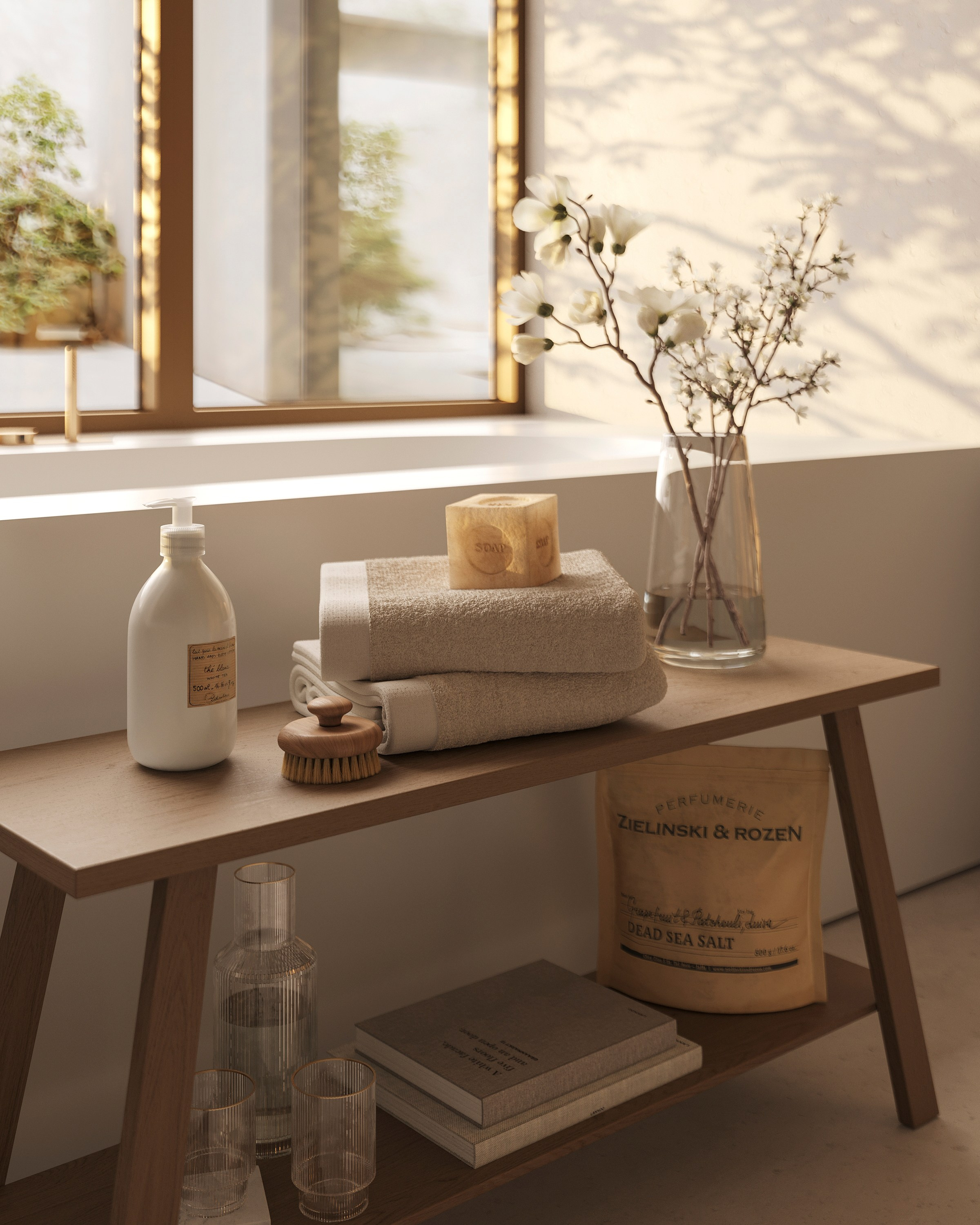 ZEN BATHROOM | SUNNY & SOFT CONCEPTS. Interior Visualization by Valerie Stetyukevich