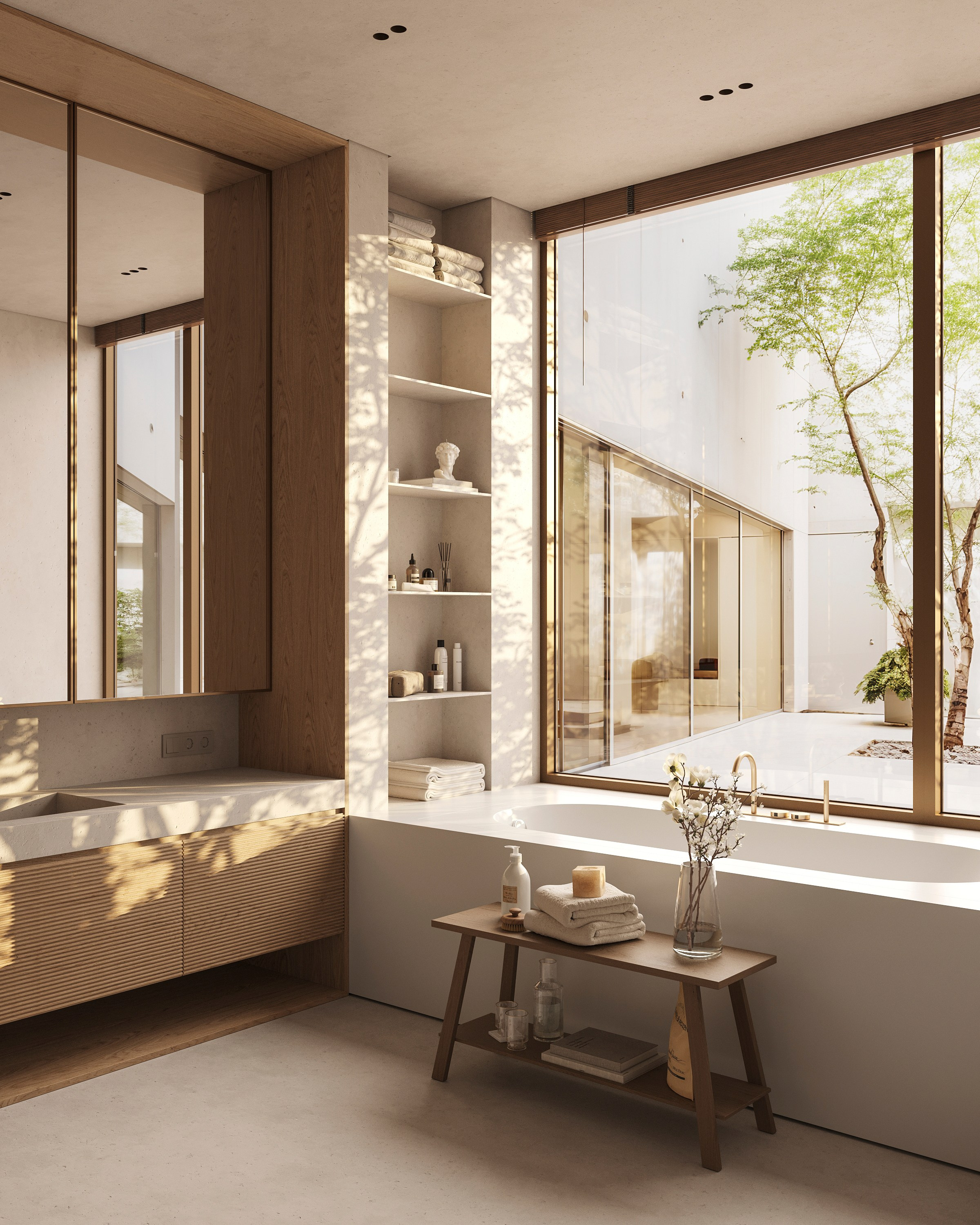 ZEN BATHROOM | SUNNY & SOFT CONCEPTS. Interior Visualization by Valerie Stetyukevich