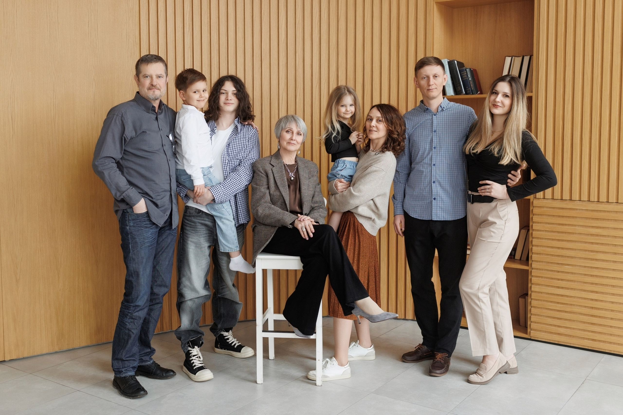 Съемка большой семьи. Фотосессии в фотостудии Мимика Москва