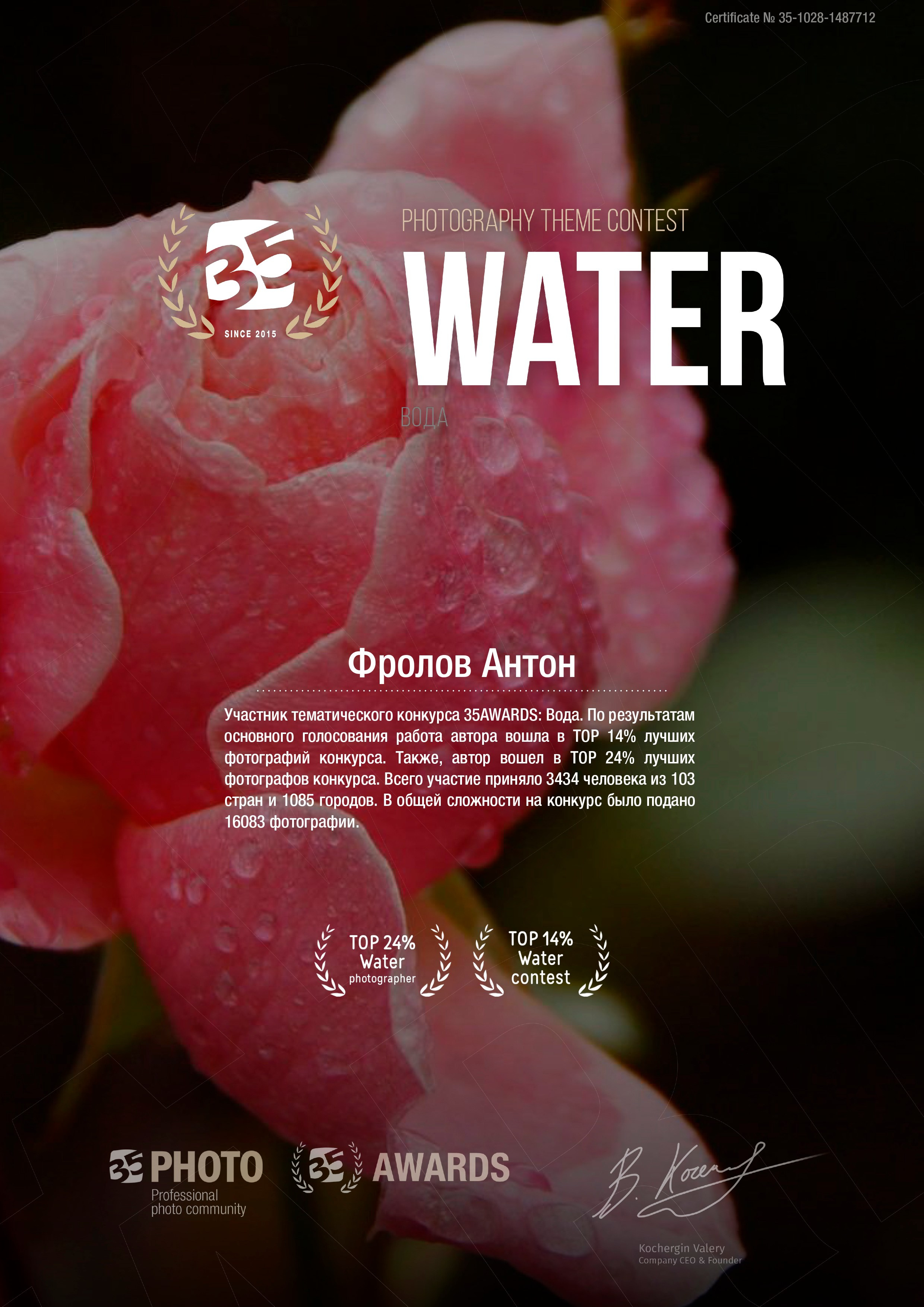 Участие в фотоконкурсах 35AWARDS. #antonfotomaster Фотограф, мастер нейровизуала в Москве Антон Фролов