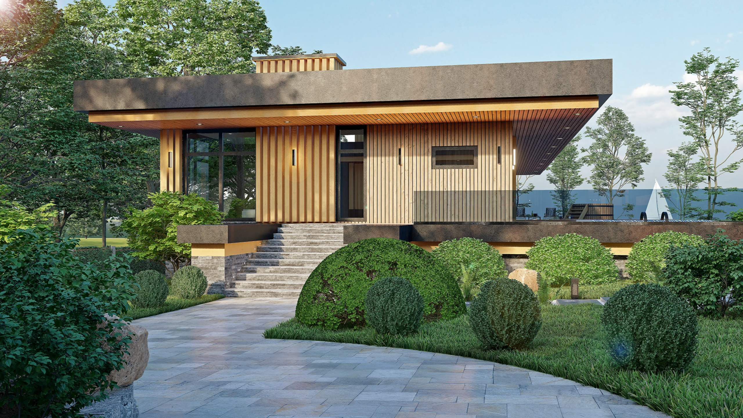 Банный комплекс с гаражом и бассейном в Твери. Архитектор Касаткин и Партнёры