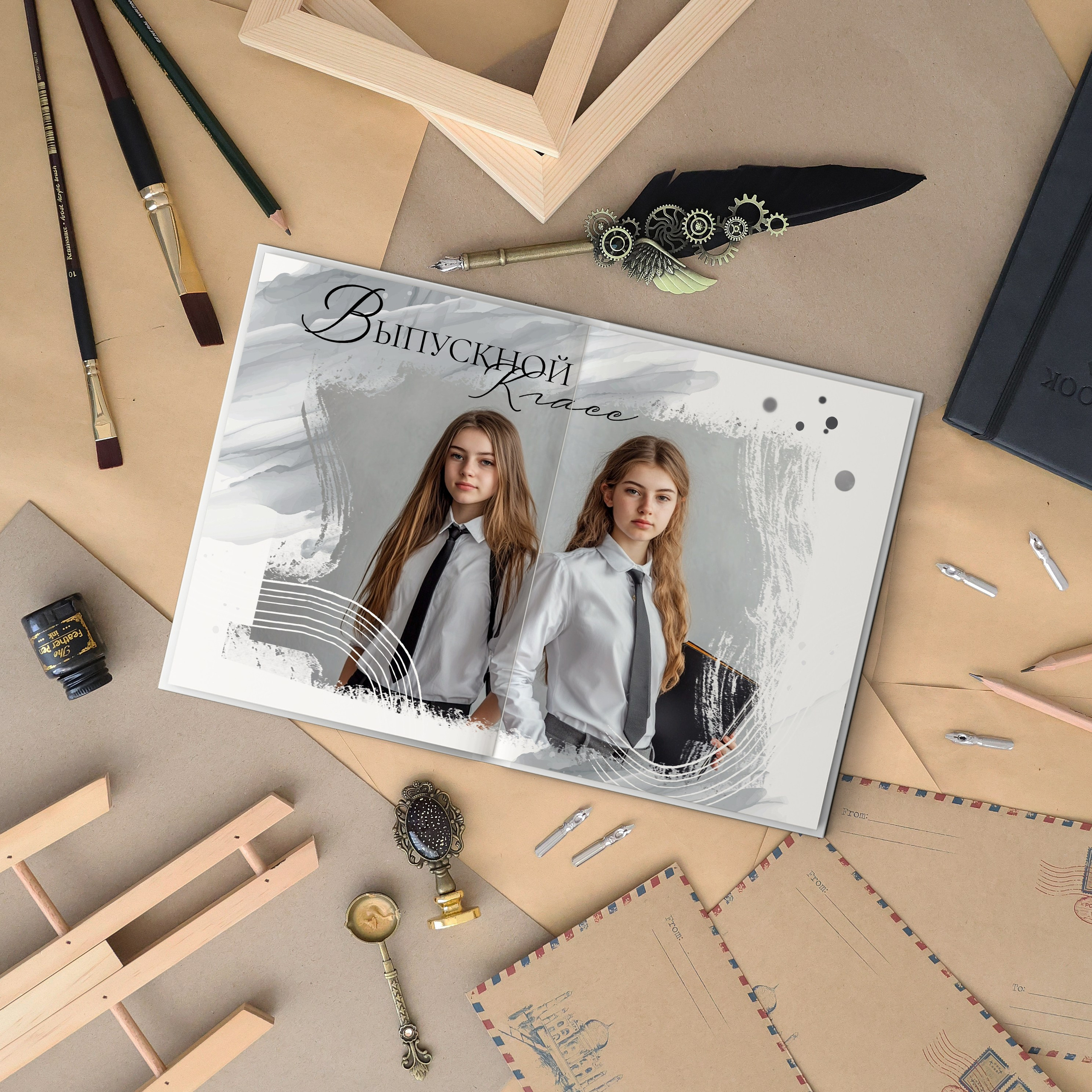 Дизайн для старших 9-11 классов «GREY» серый. Medlori fotobook Выпускные альбомы в Липецке Лариса Медведева