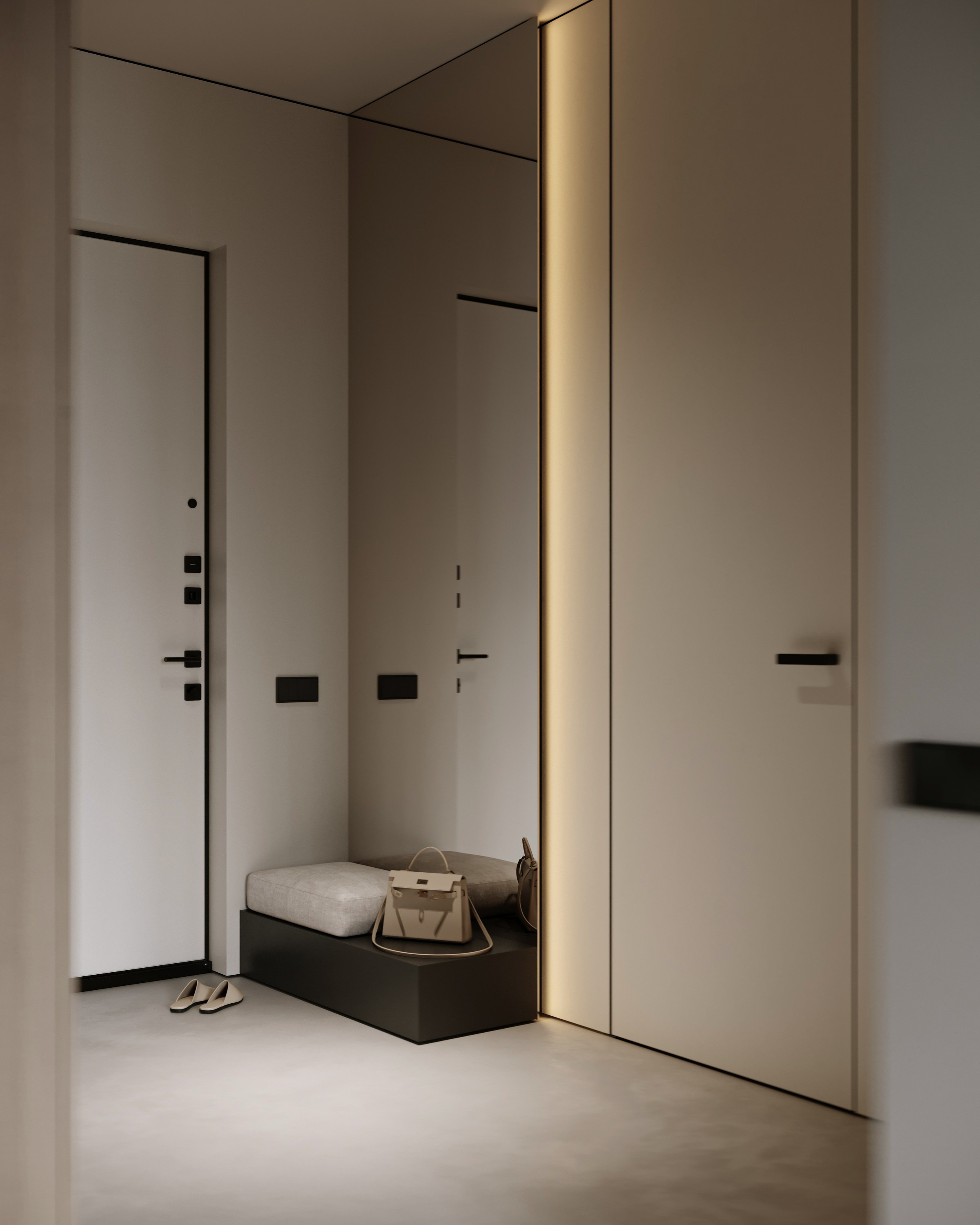 Светлая прихожая в стиле минимализм