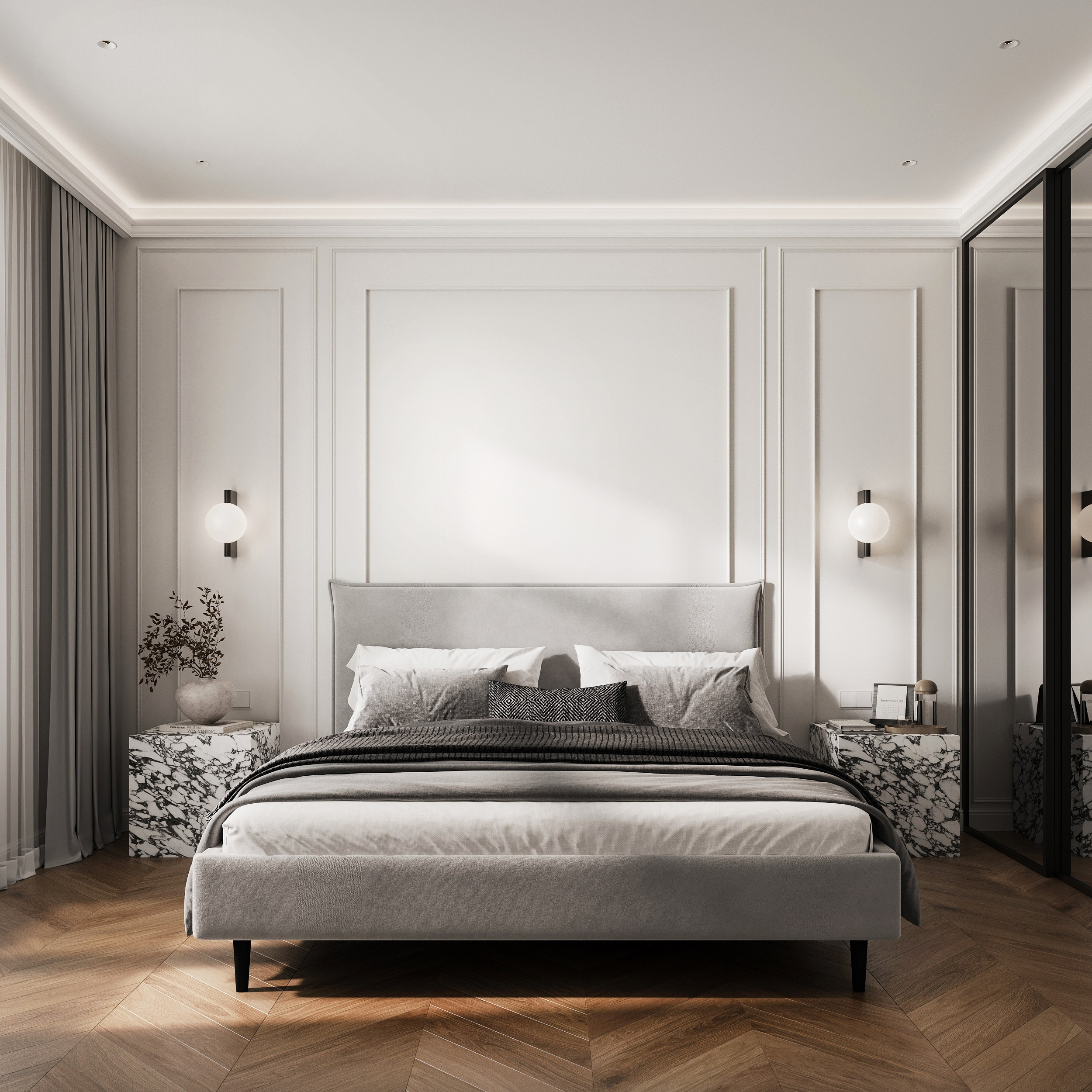 Интерьер спальни, дизайн спальни, дизайн спальни, интерьер мастер спальни, дизайнер, дизайнер интерьера Санкт-Петербург, дизайнер СПБ, дизайн Питер, интерьер квартиры, СПБ, Малюгина Ксения