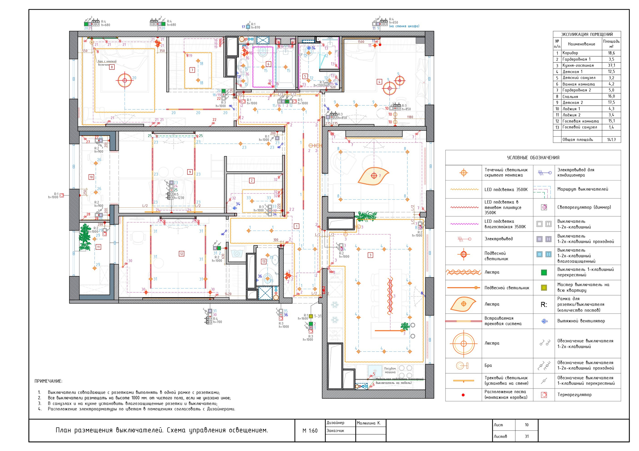 Примеры чертежей. Дизайнер интерьера Малюгина Ксения Санкт-Петербург
