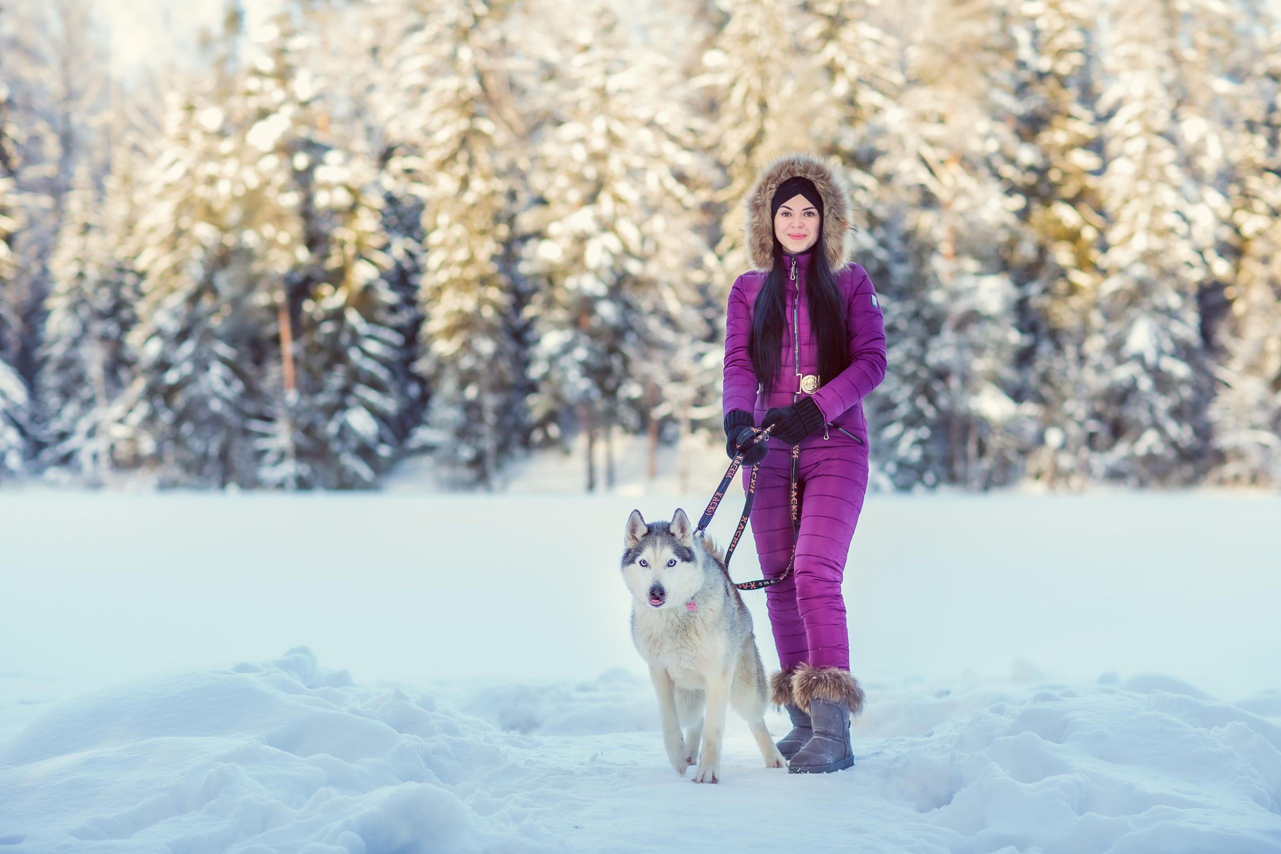 Зимняя фотосессия с Хаски. Репортажный, семейный, свадебный фотограф Санкт-Петербург Ольга Лесюк