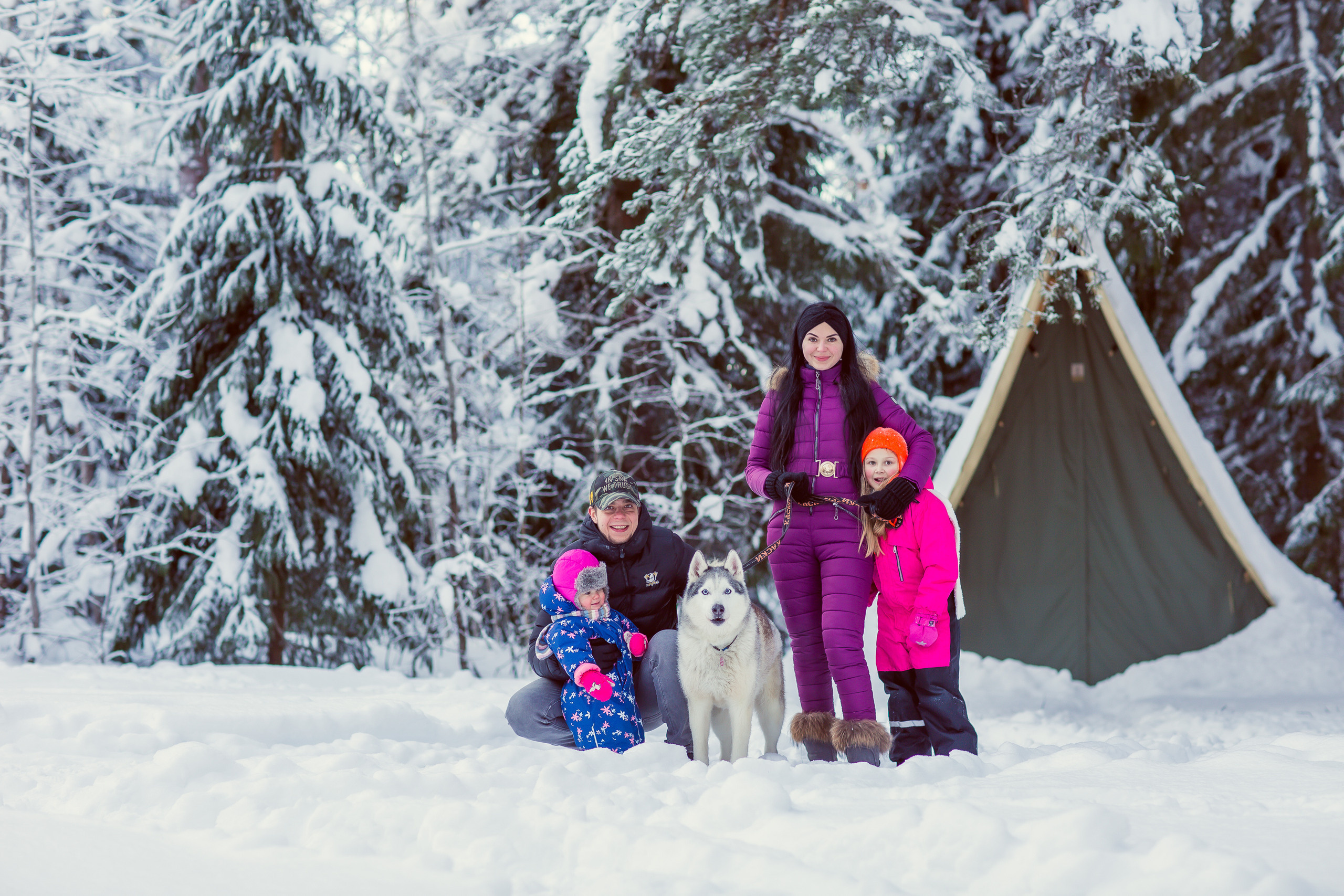 Зимняя фотосессия с Хаски. Репортажный, семейный, свадебный фотограф Санкт-Петербург Ольга Лесюк