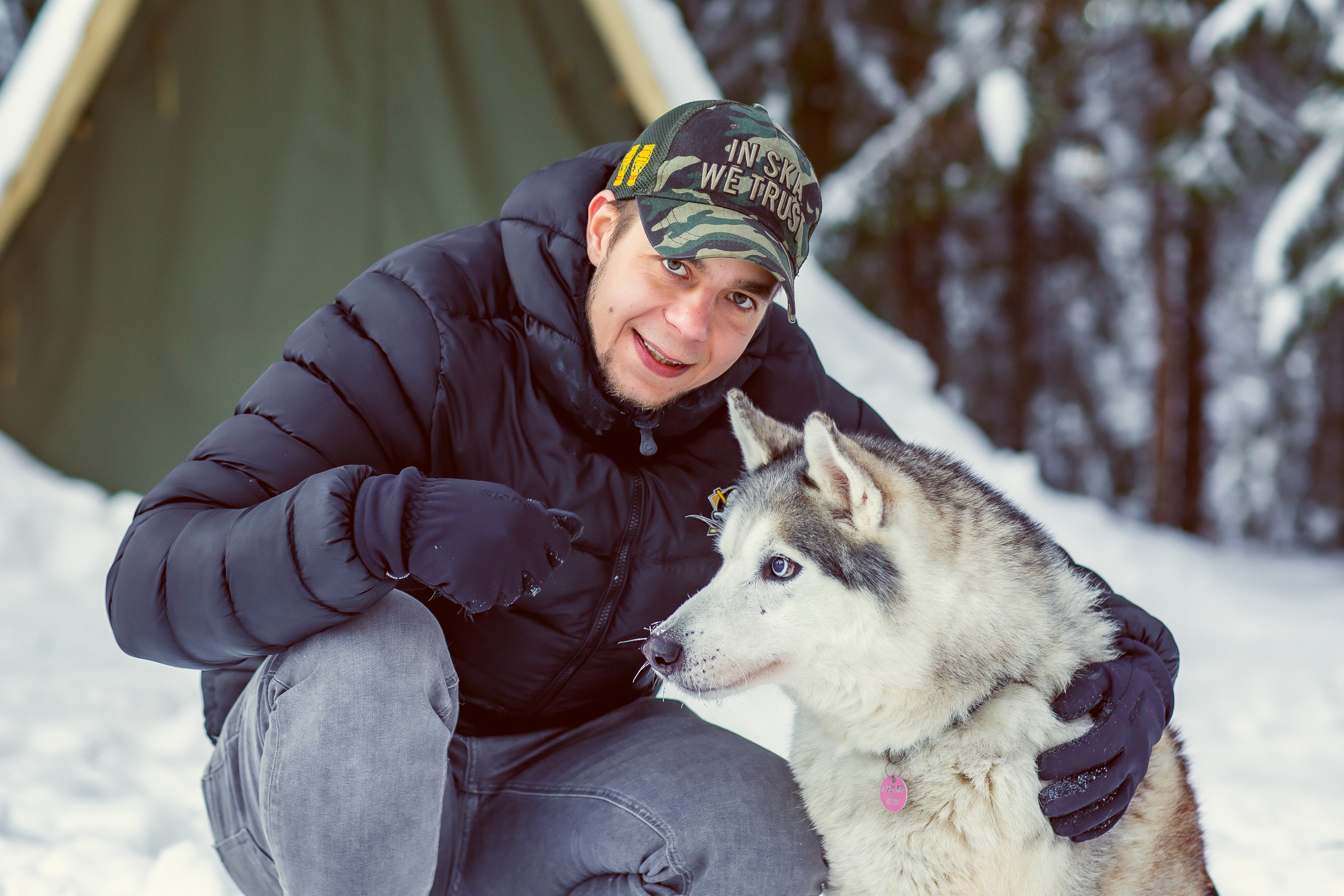 Зимняя фотосессия с Хаски. Репортажный, семейный, свадебный фотограф Санкт-Петербург Ольга Лесюк