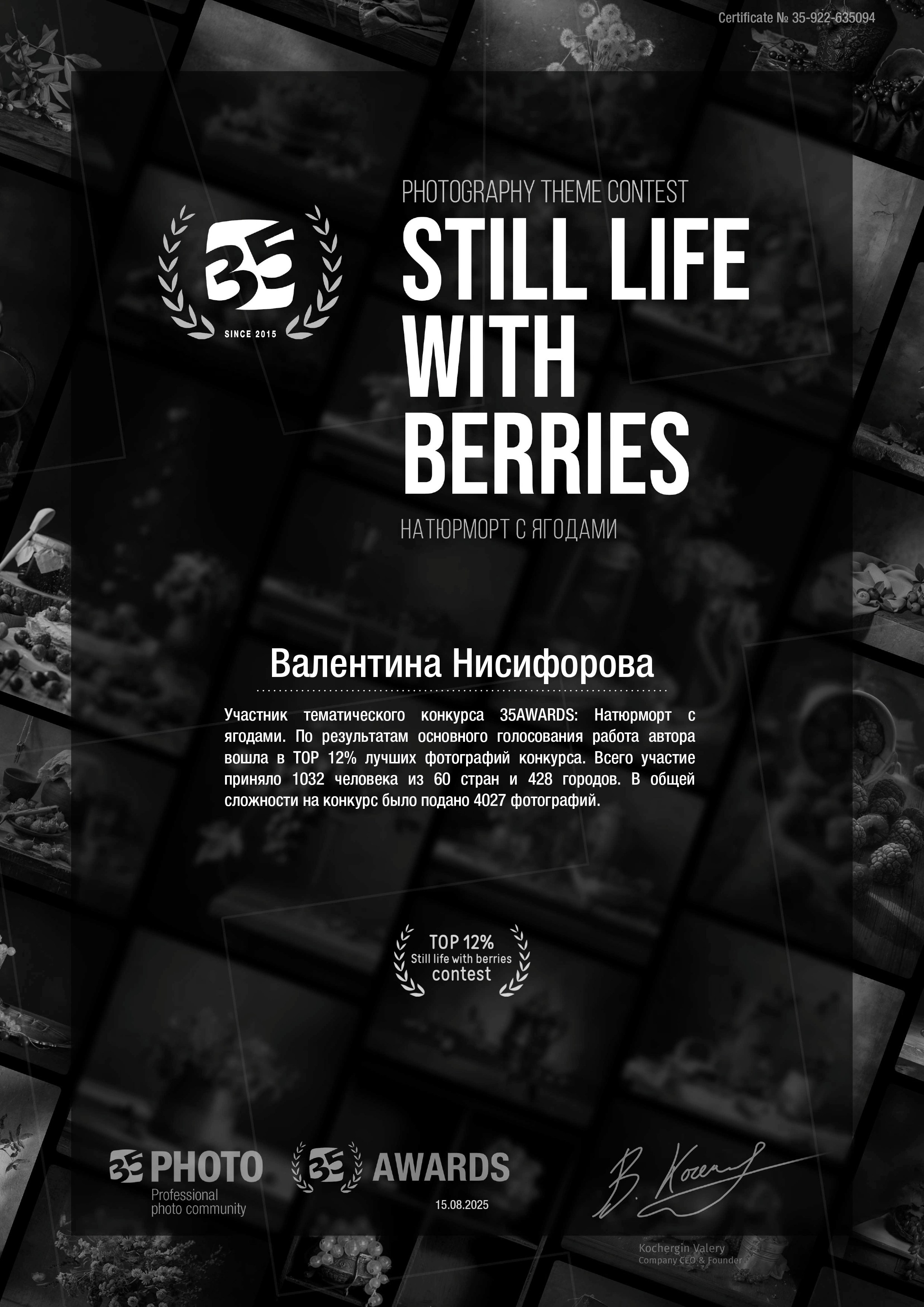 Дипломы. Фотограф/Видеограф Тверь, Москва Валентина Нисифорова