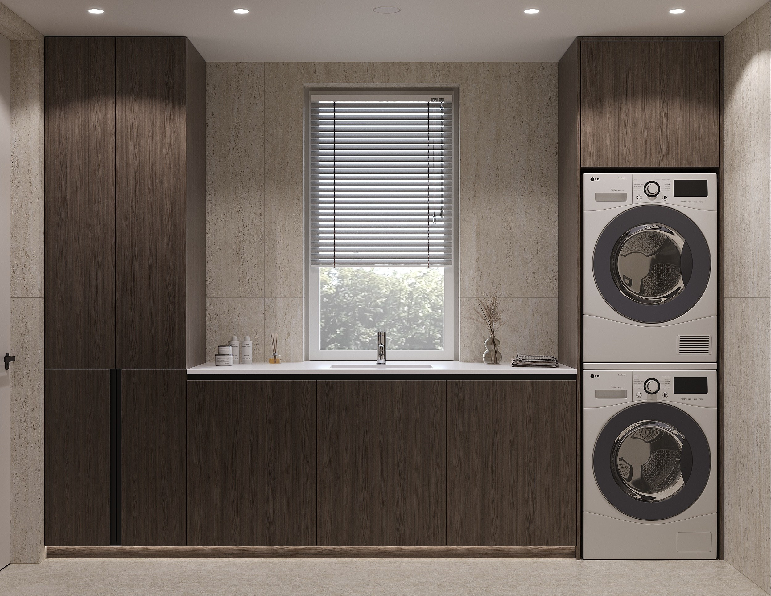 Санузел и постирочная. 3D визуализация