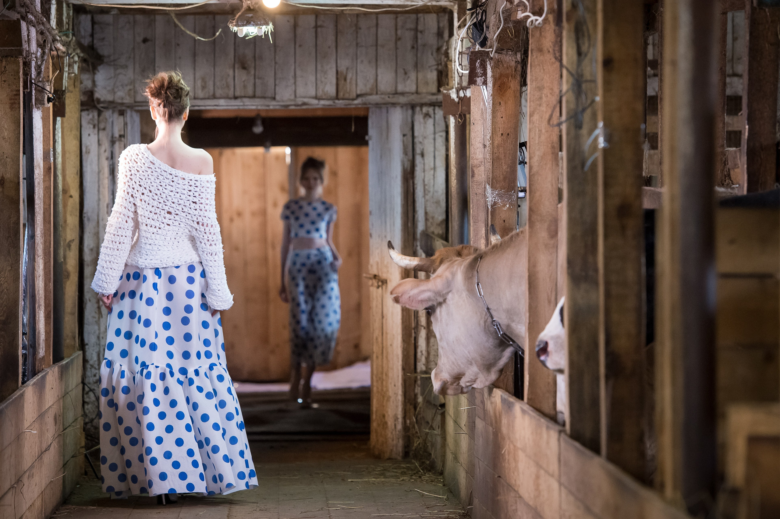 Jana Nedzvetskaya. Показ в коровнике. 2016. Дима Бабушкин. Фотограф. Подиум. Репортаж. Творчество. Дорого