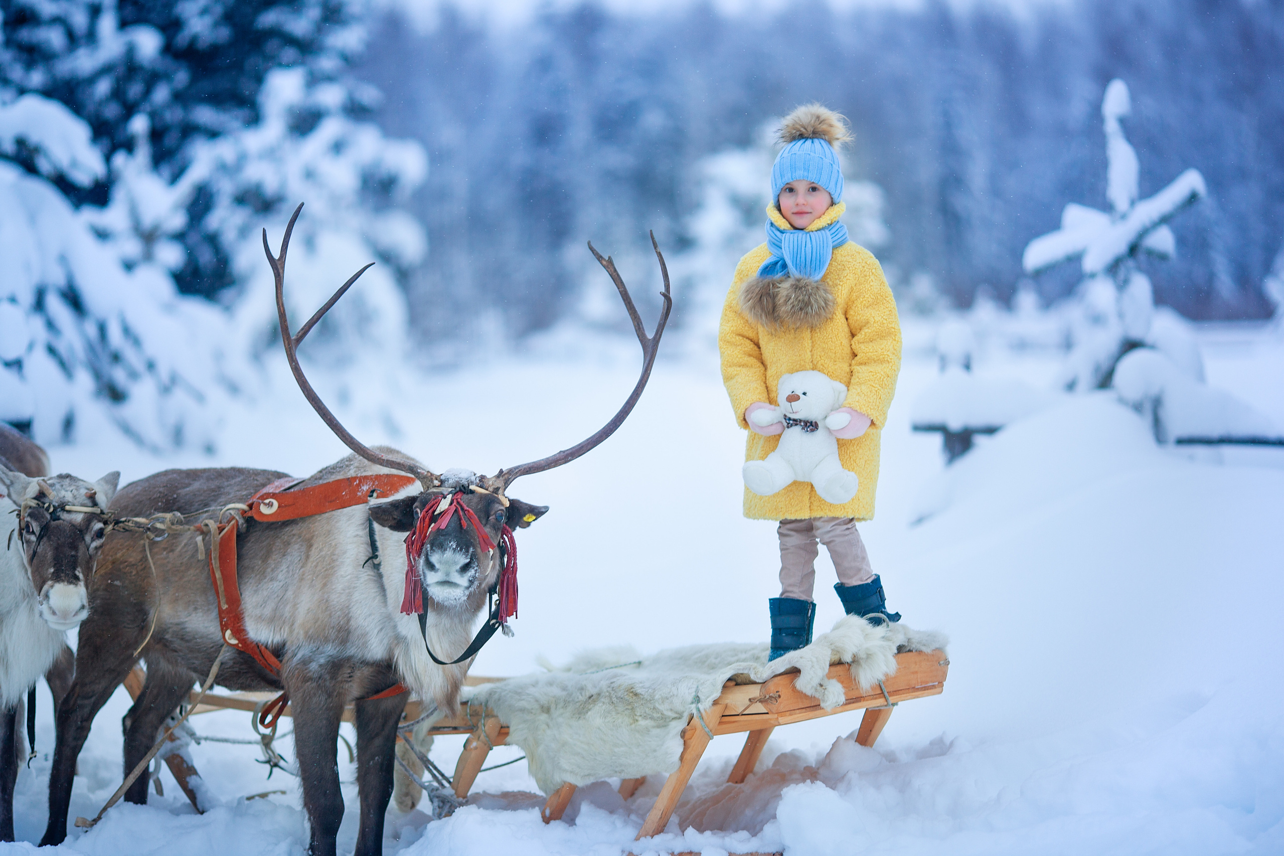 Нинель и олени. Детский и семейный фотограф Екатерина Васильева