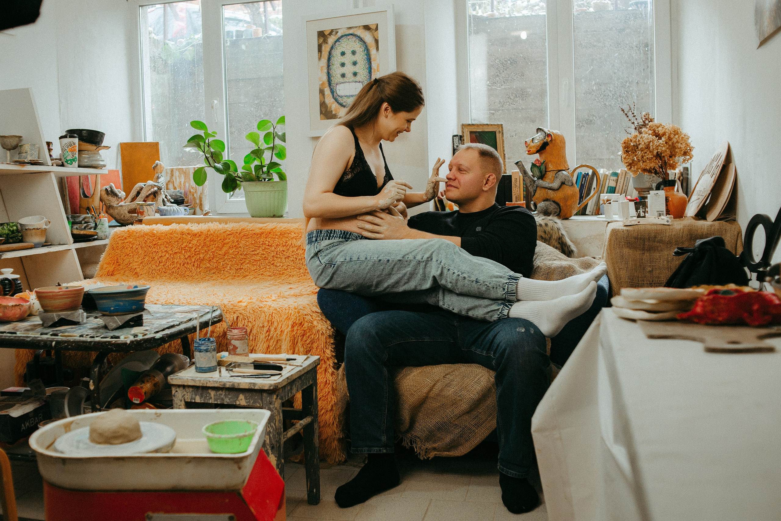 Троицкие в гончарной мастерской. Семейный и детский фотограф Иваново Ксения Азаренкова